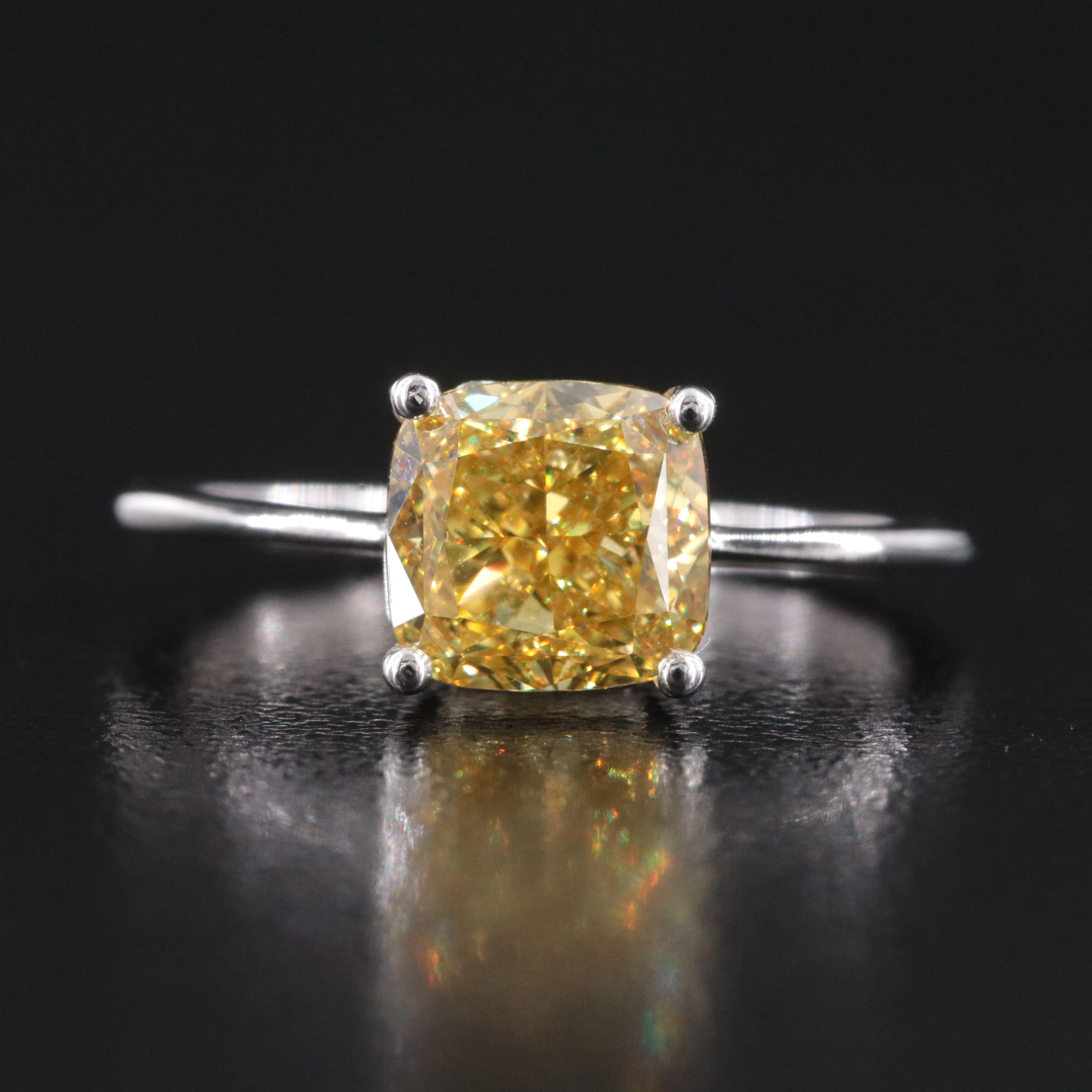 14K 2.10 CT Fancy Yellow Lab Grown Diamond Solitaire Ring