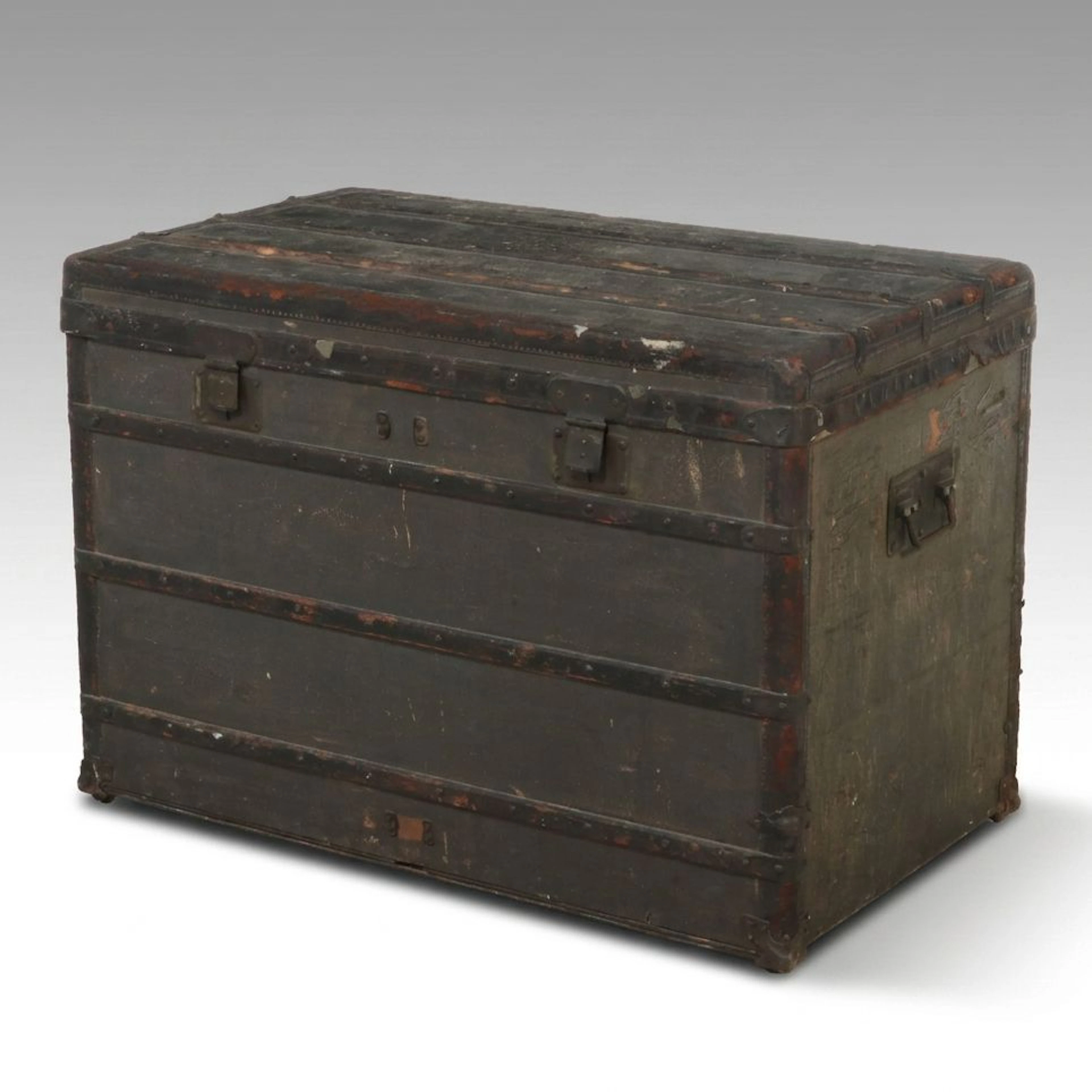 Circa 1870 Louis Vuitton Steamer Trunk in Trianon Canvas, Zinc, and Wood