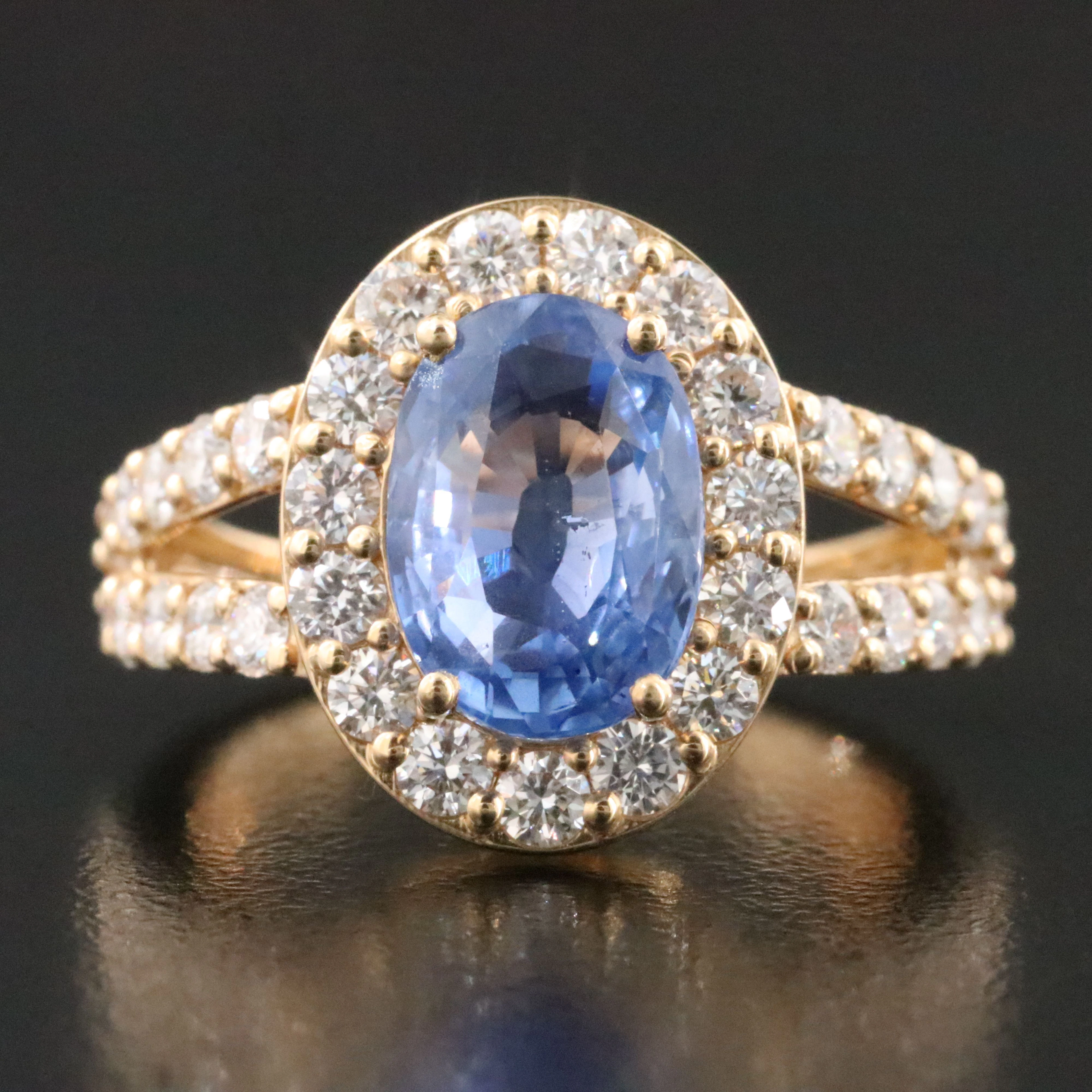 18K 3.15 CT Unheated Ceylon Sapphire and 1.17 CTW Diamond Ring with GIA Report