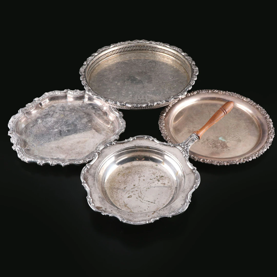 Newport Silver Plate Chafing Dish with More Silver Plate Serveware