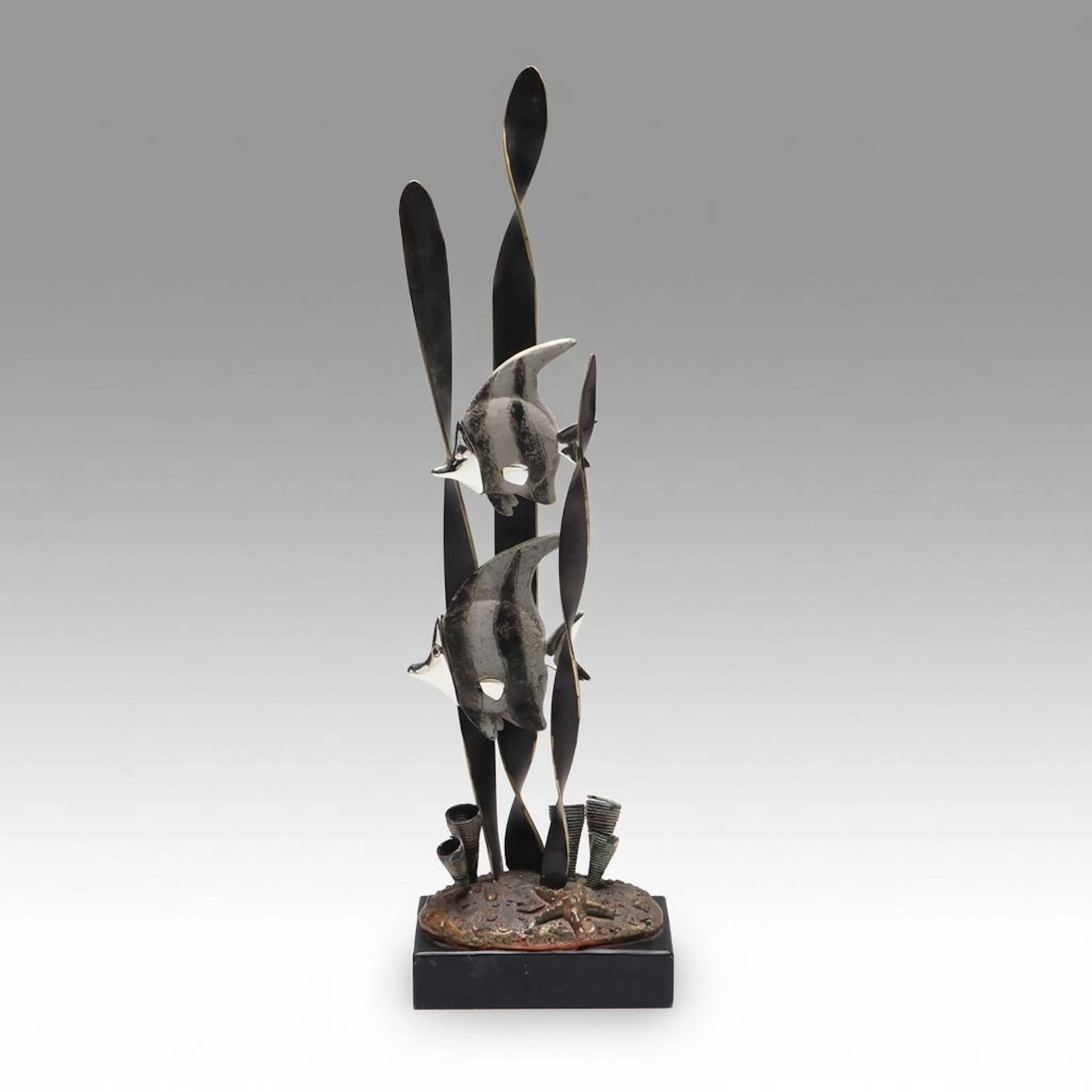Metal Angelfish Seascape Sculpture