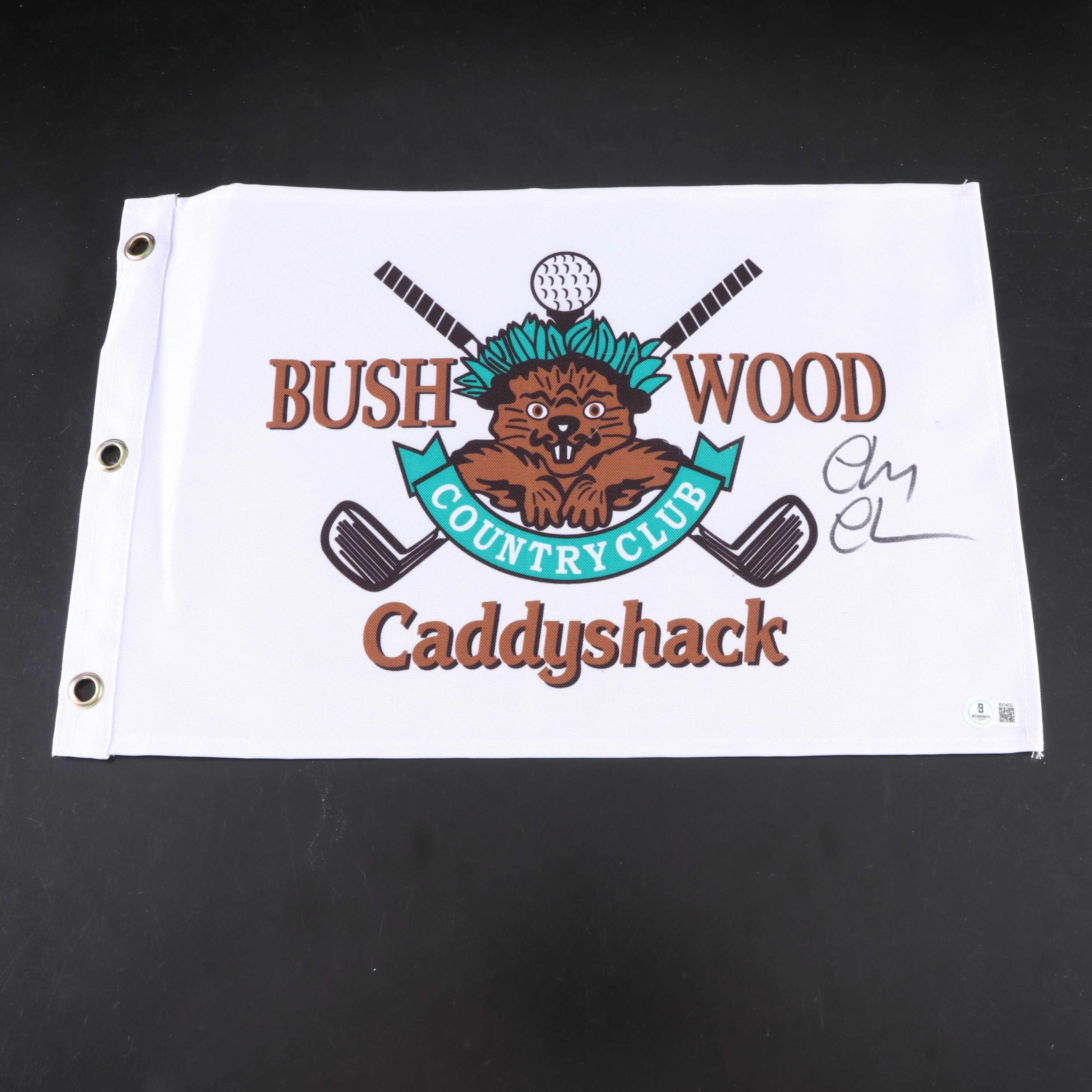 Chevy Chase Signed "Caddyshack" Golf Flag, Beckett