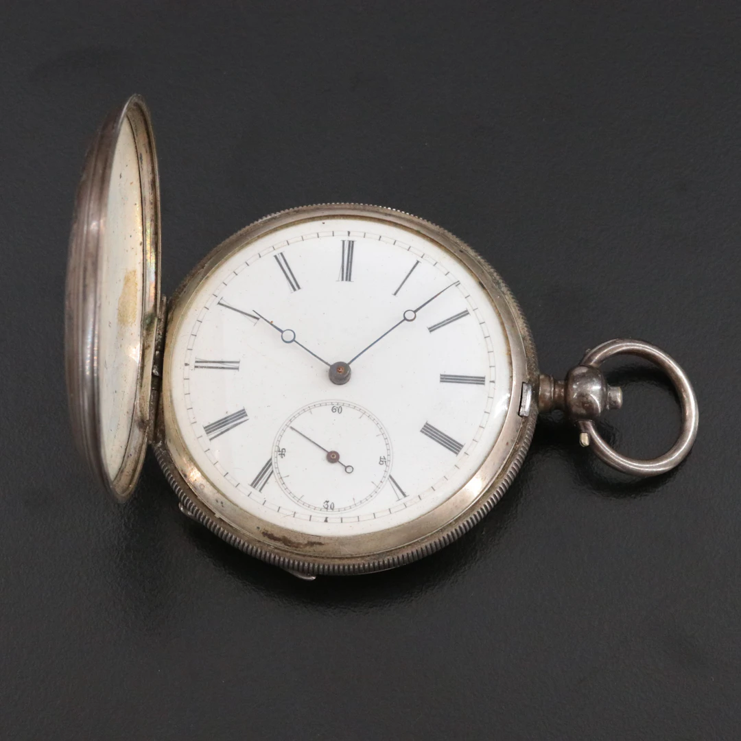 Robert Broundt 800 Silver Key Wind and Set Antique Ornate Pocket Watch