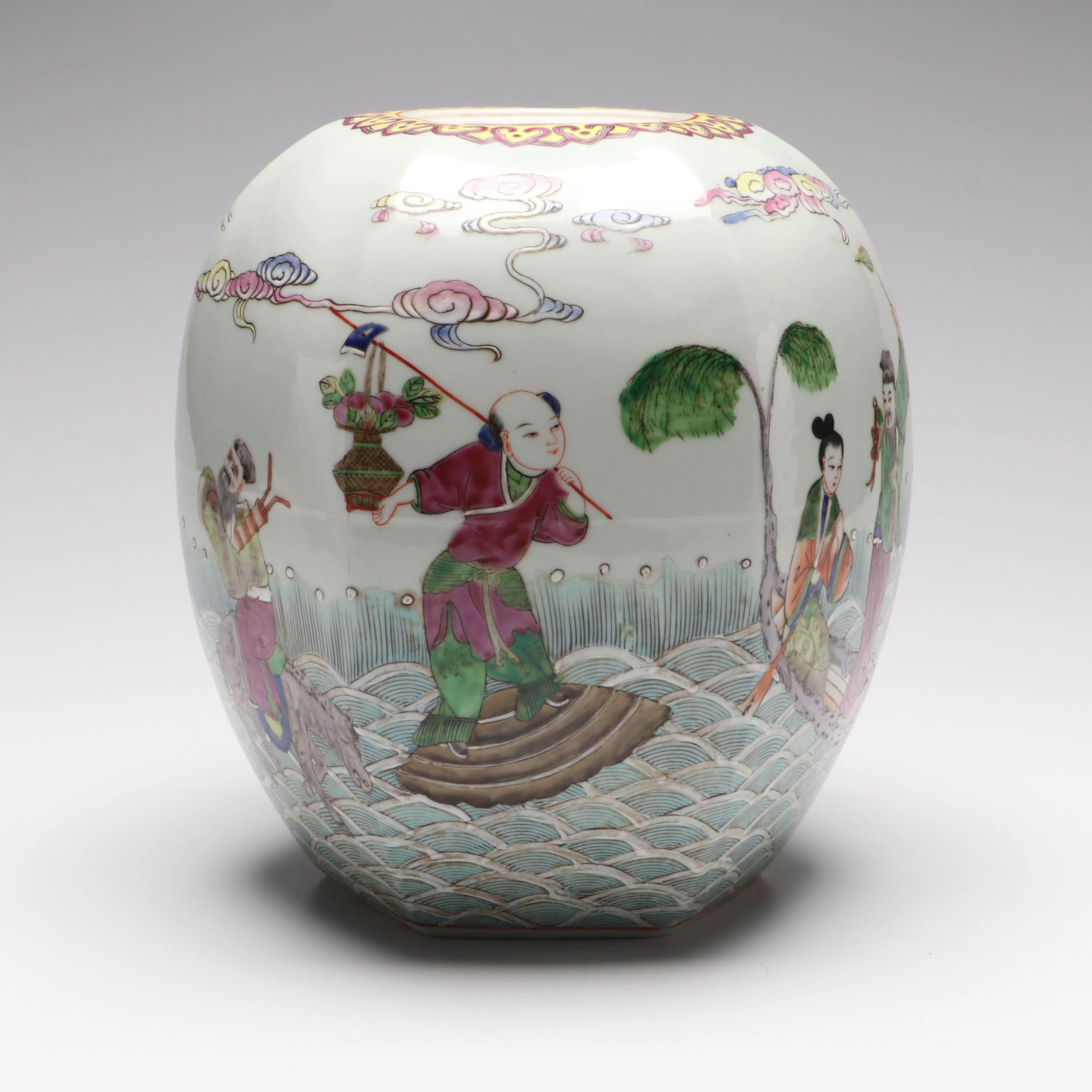 Chinese Republic Period Famille Rose Style Hand-Painted Porcelain Jar