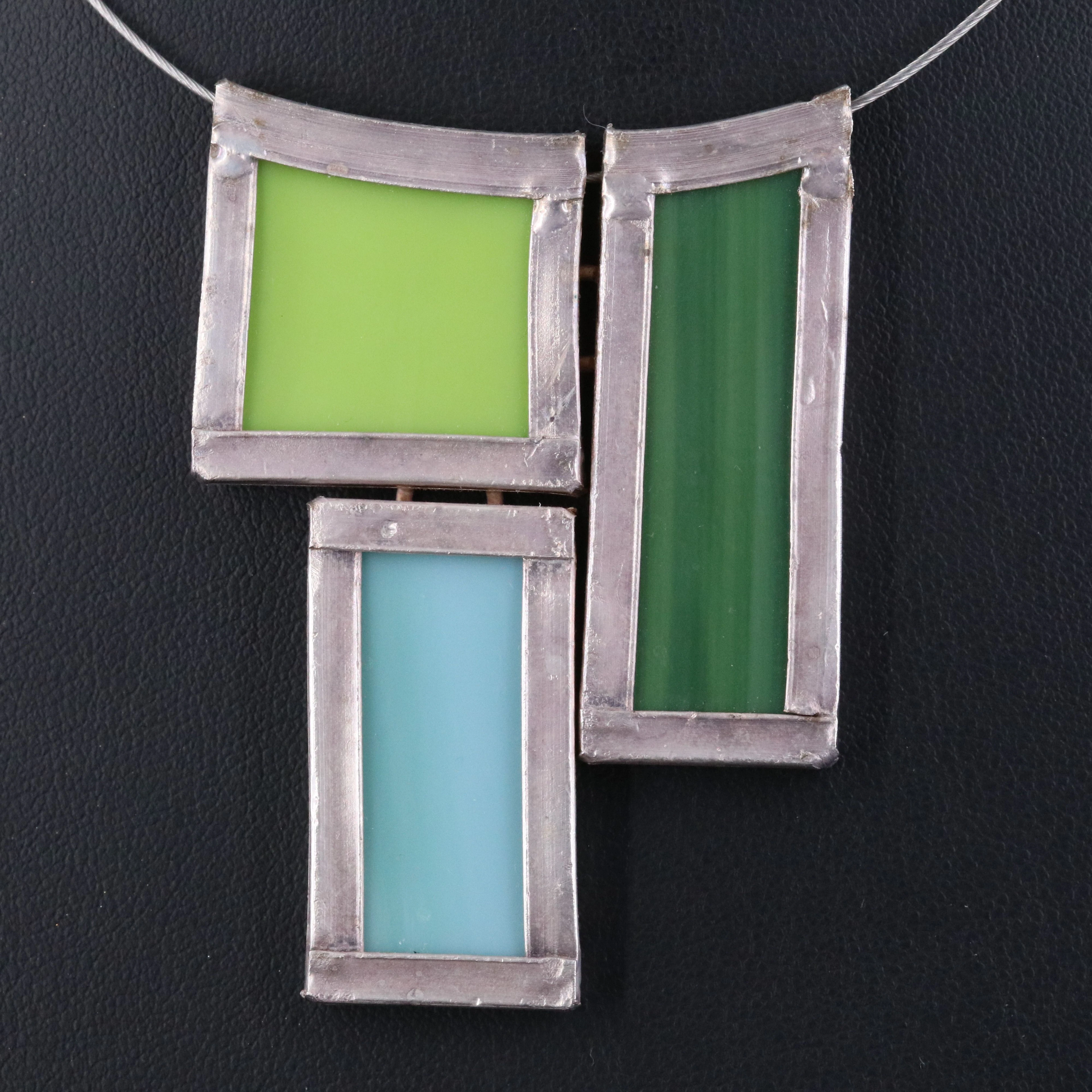 Handmade Slag Glass Necklace