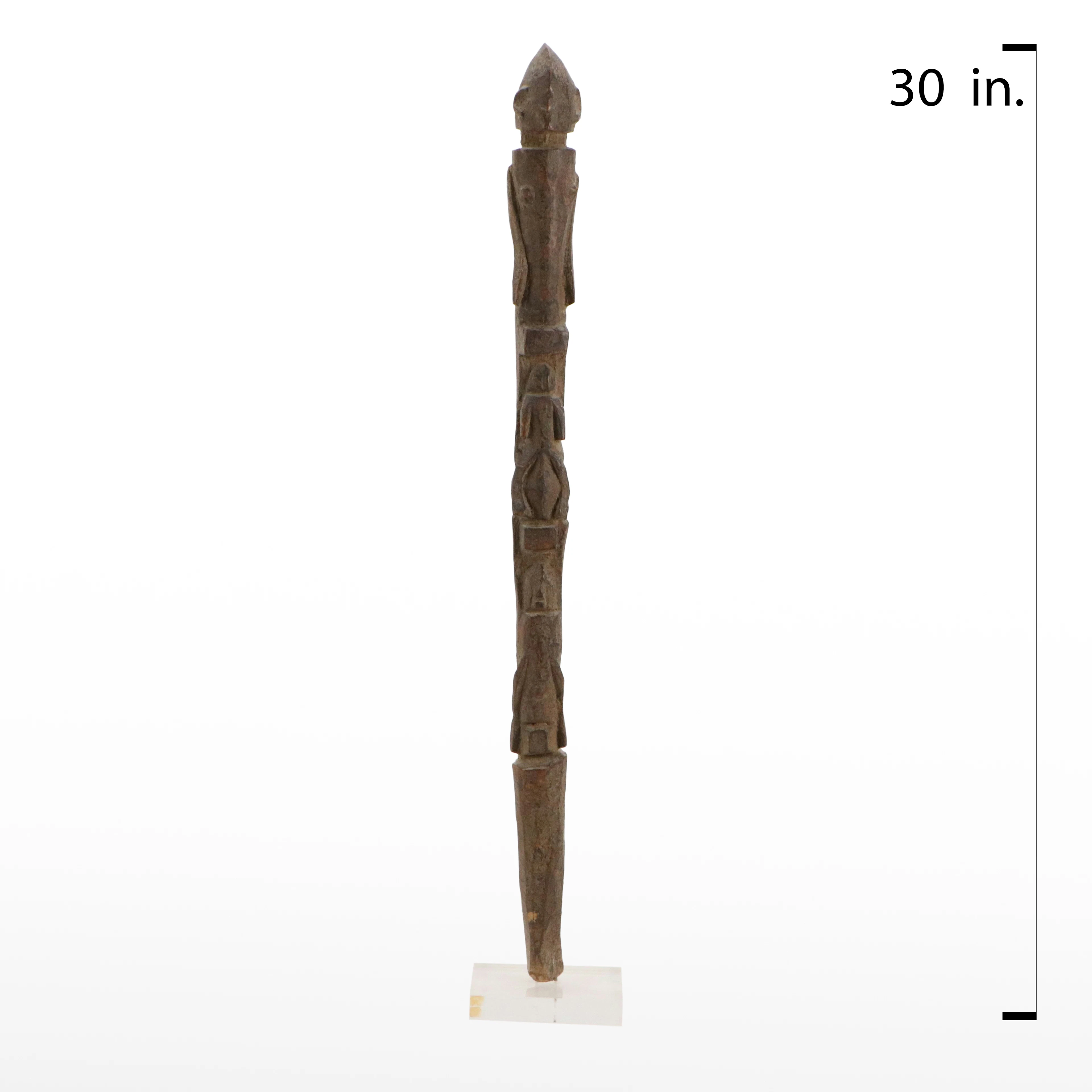 Carved Wood Figurative Sculpture on Lucite