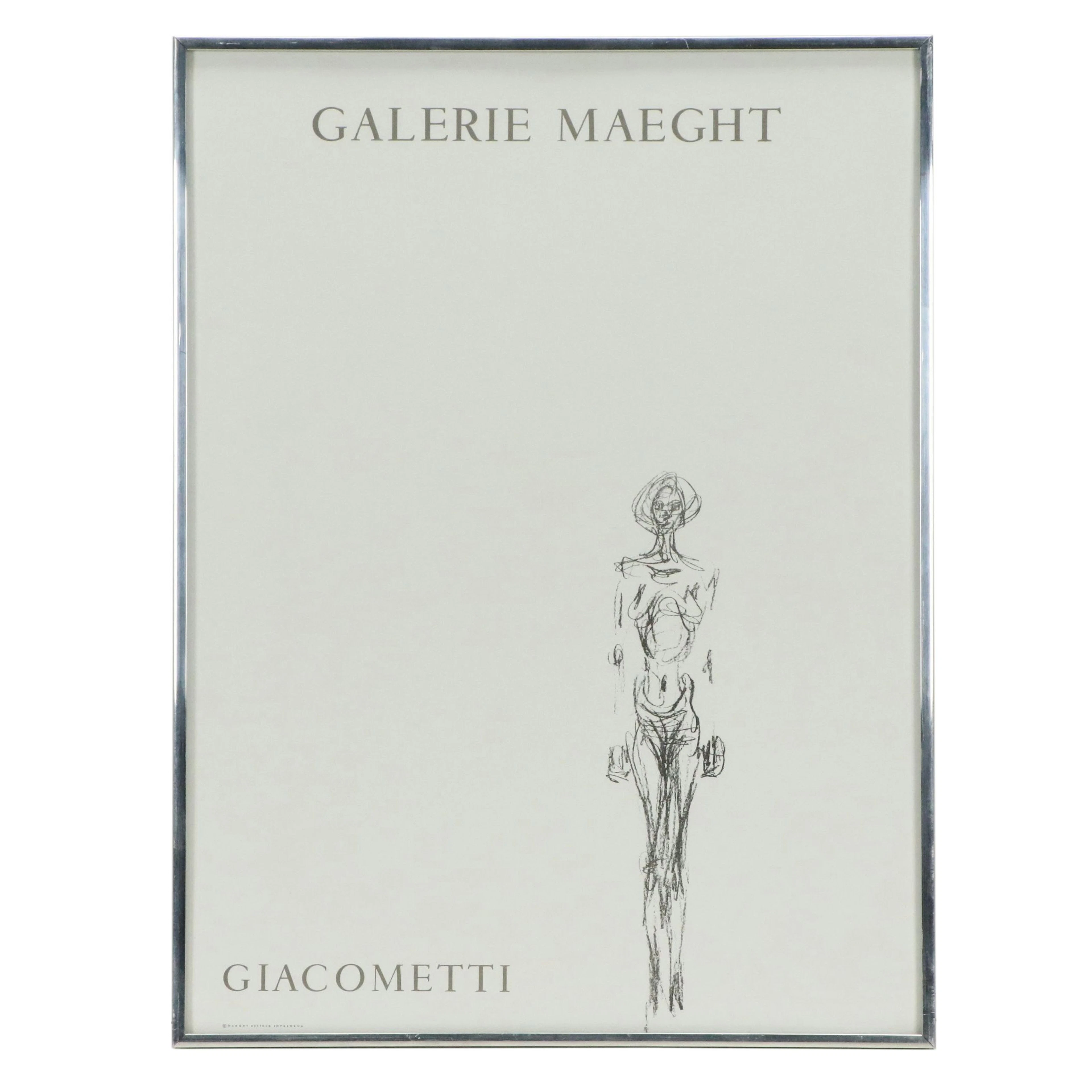 Galerie Maeght Lithograph Exhibition Poster After Alberto Giacometti, 1961