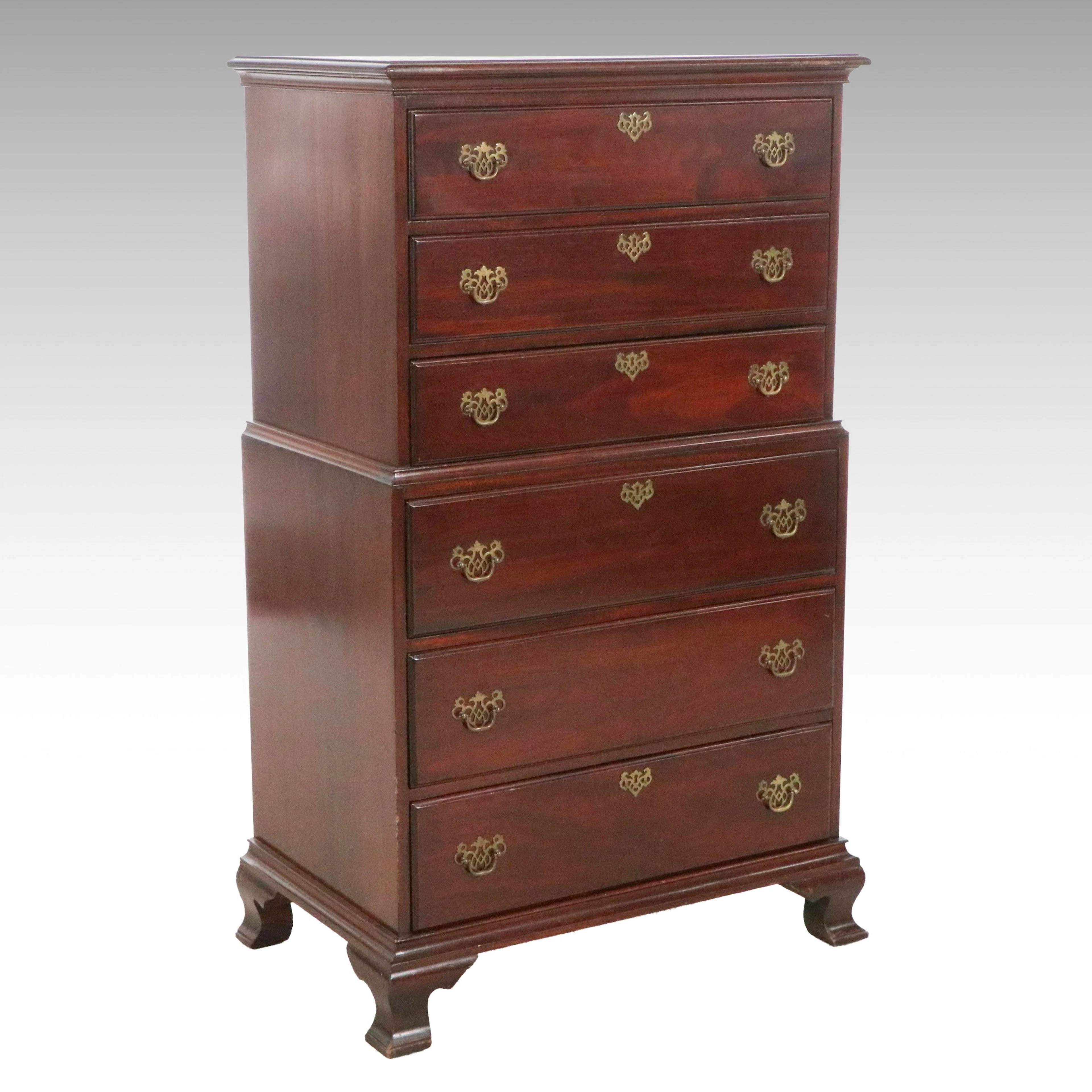 Chippendale Style Mahogany Chest-on-Chest, 20th Century