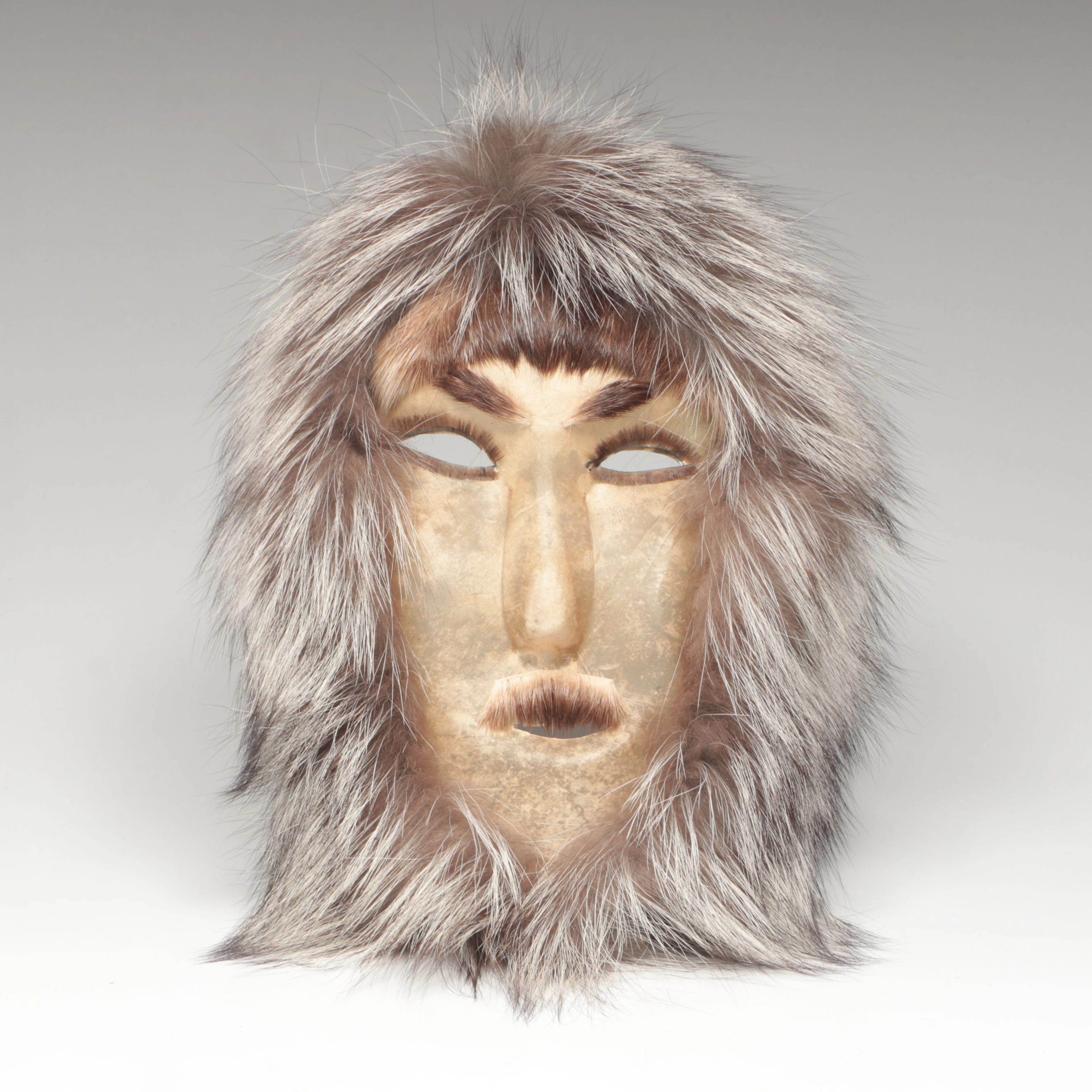 Inuit Caribou and Silver Fox Fur Mask, Circa 2004