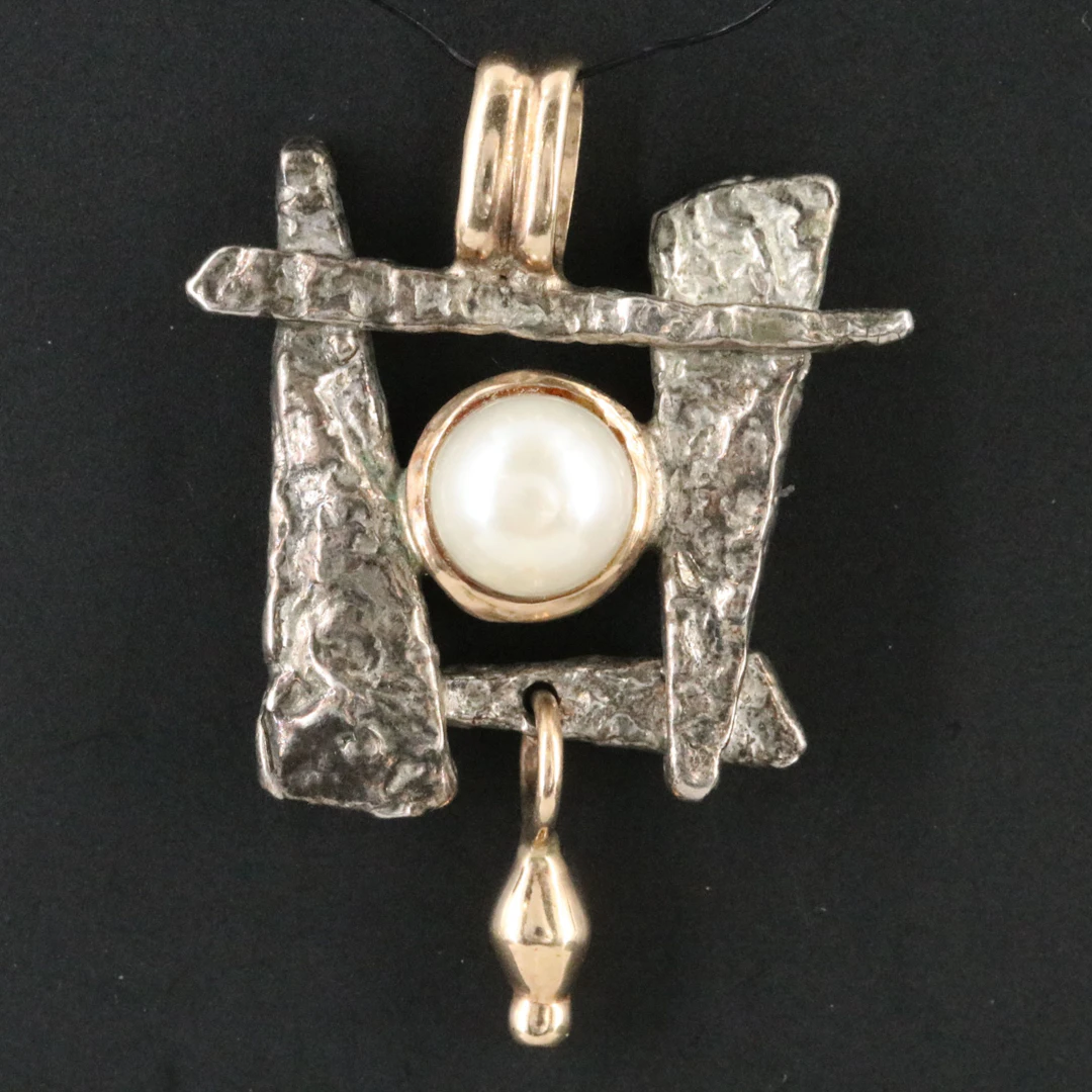 Sterling Pearl Pendant with 14K Accents