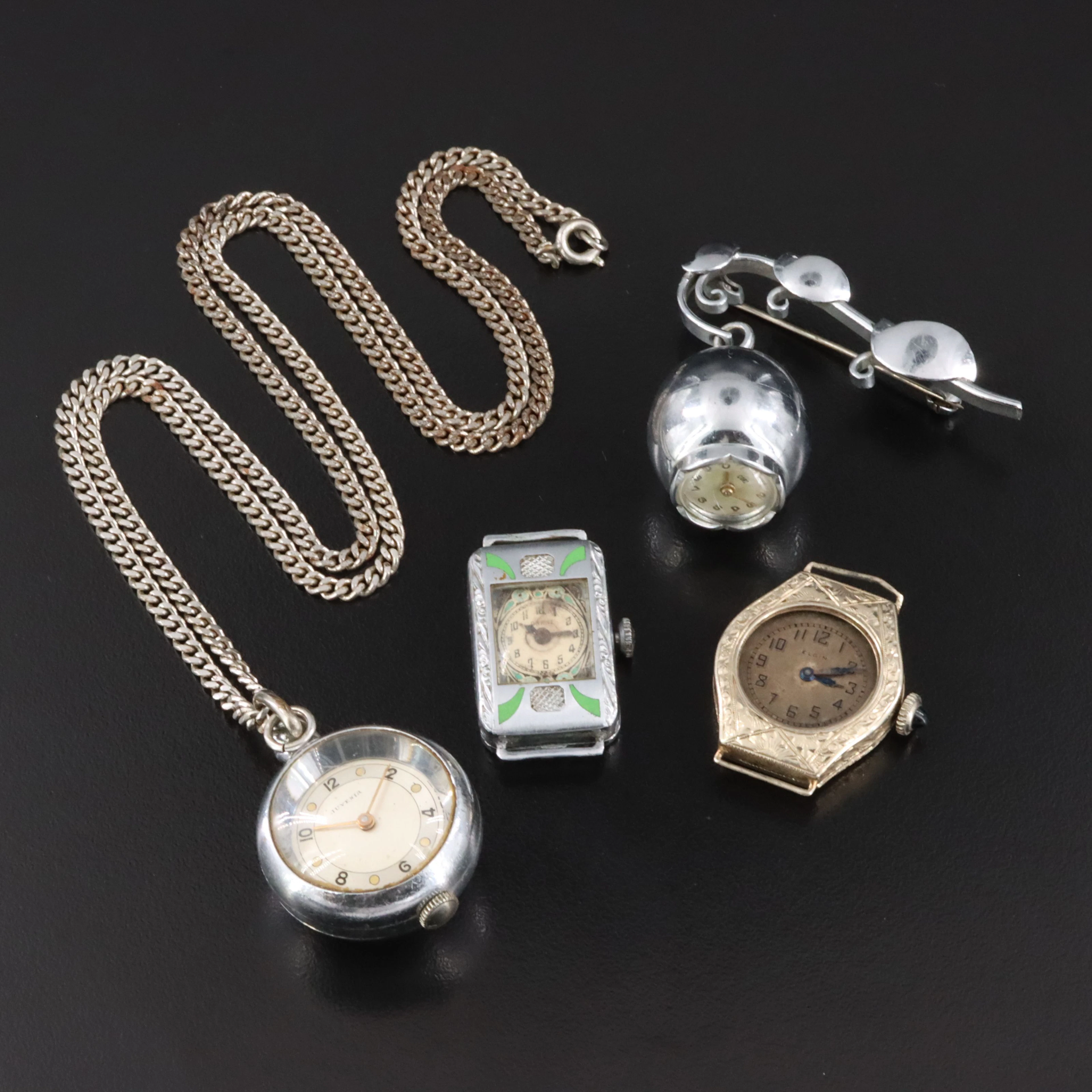 14K Elgin Watch and Stem Wind Dress and Pendant Watch Collection