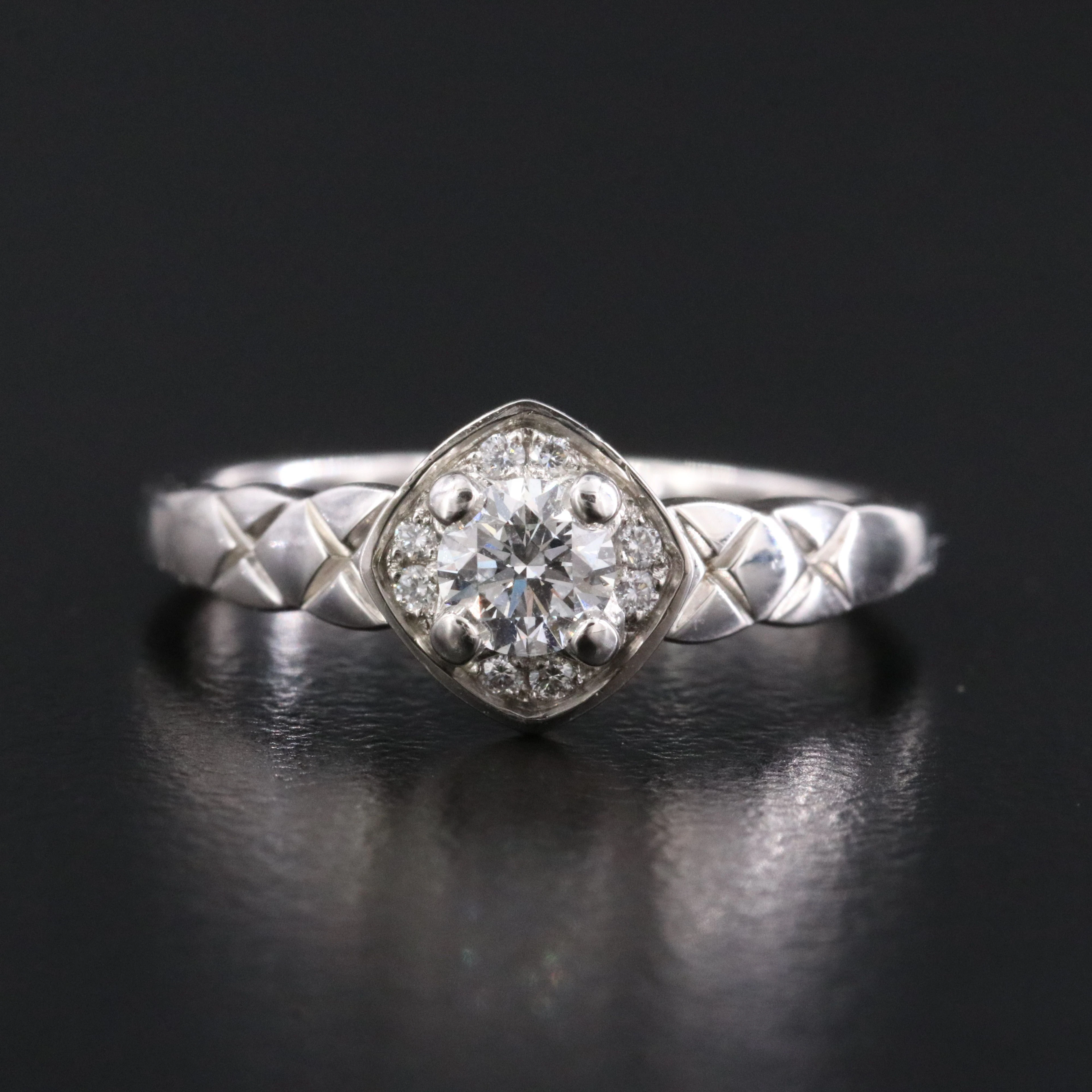 Chanel Platinum 0.29 CTW Diamond Coco Crush Ring with COA