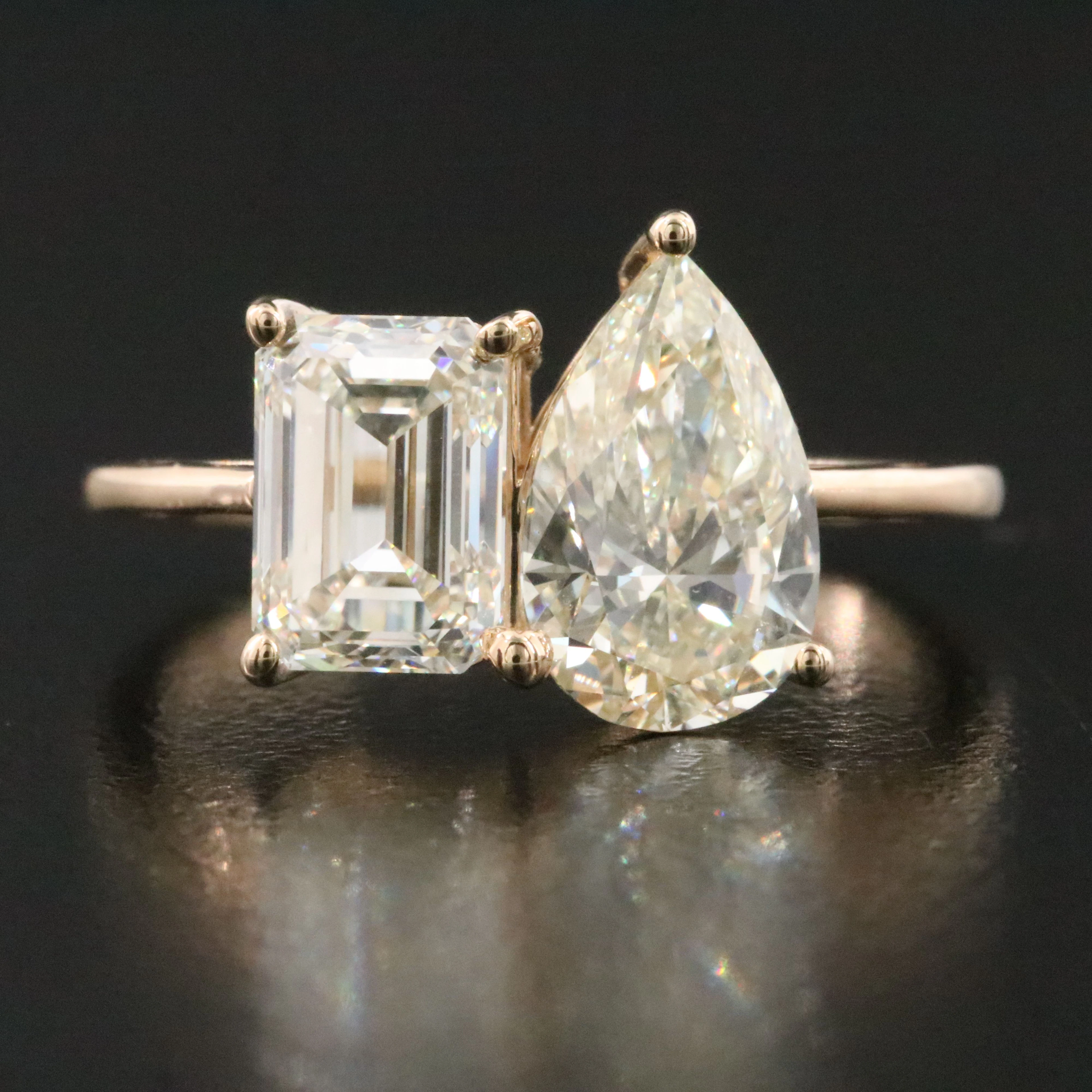 14K 3.01 CTW Diamond Two Stone Ring with GIA Report