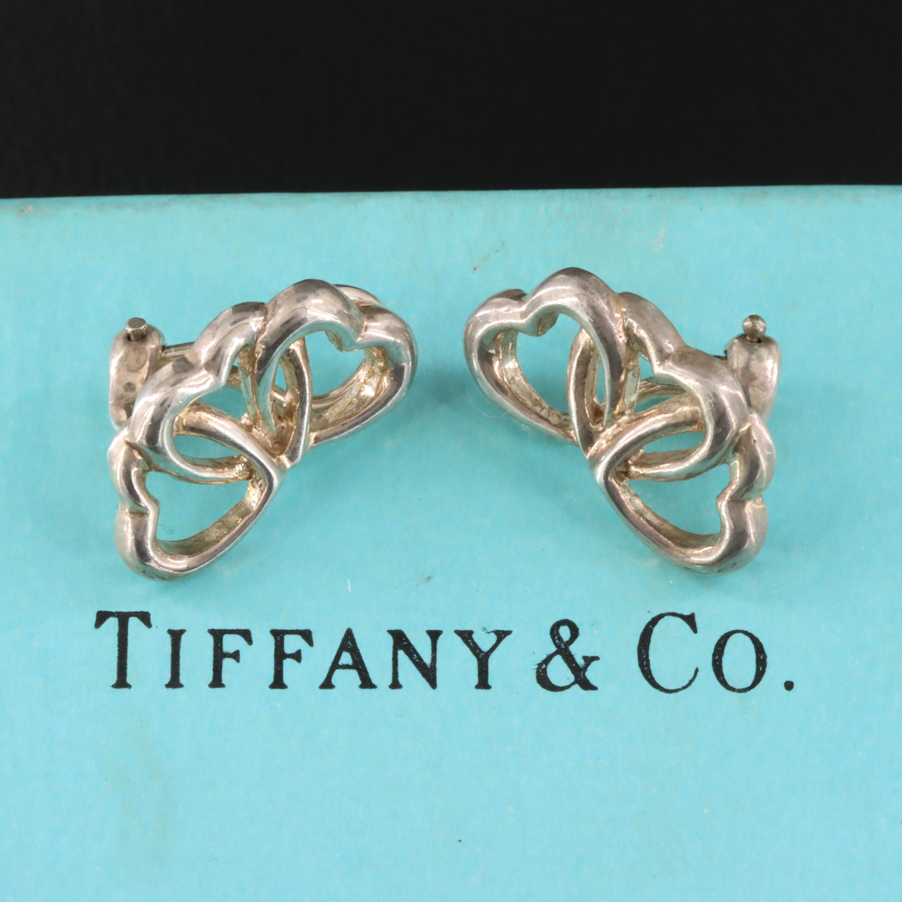 Tiffany & Co. Sterling Triple Heart Earrings