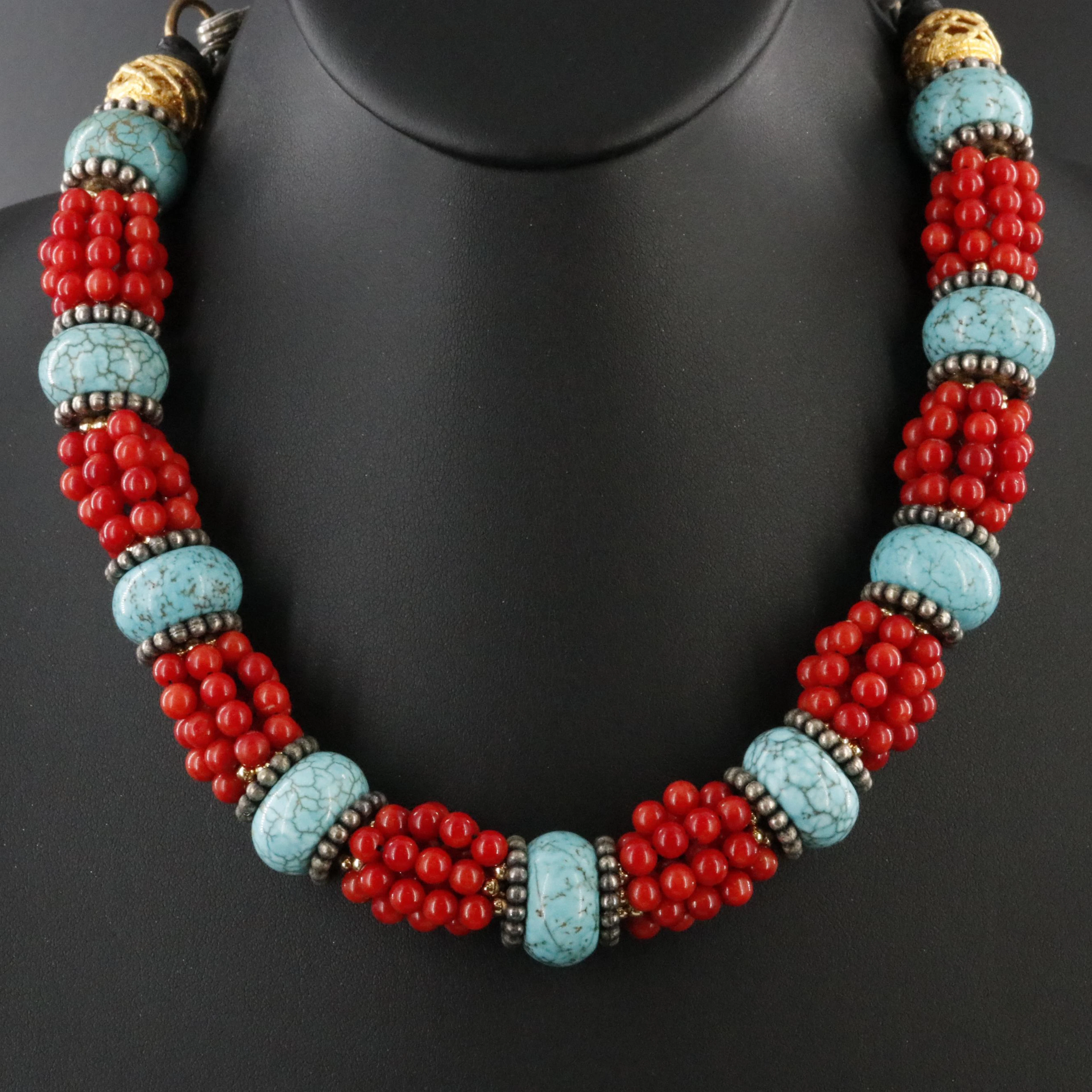 Masha Archer Howlite and Coral Necklace