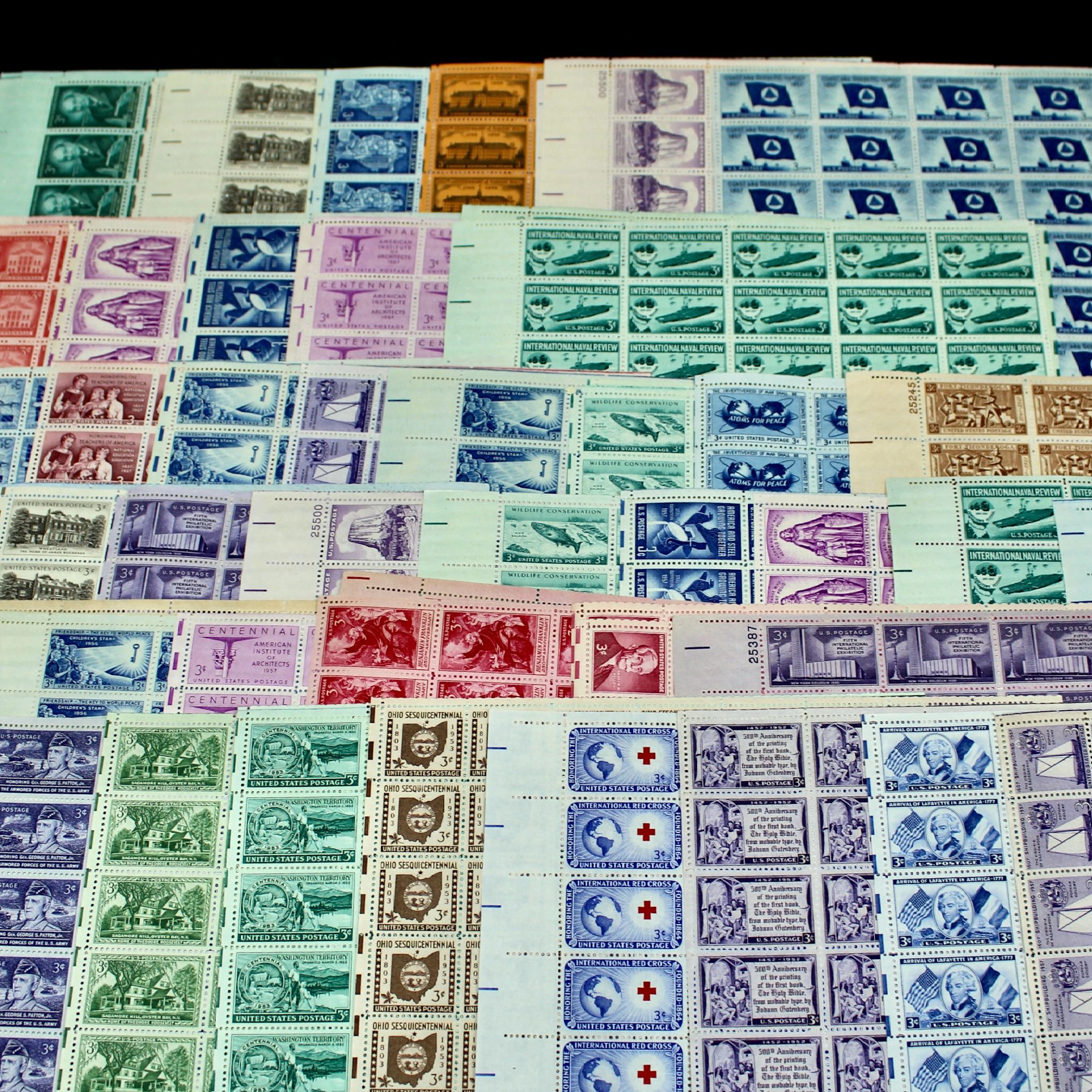 159 U.S. Mint Condition Postage Stamp Sheets, 1940s to 1960s