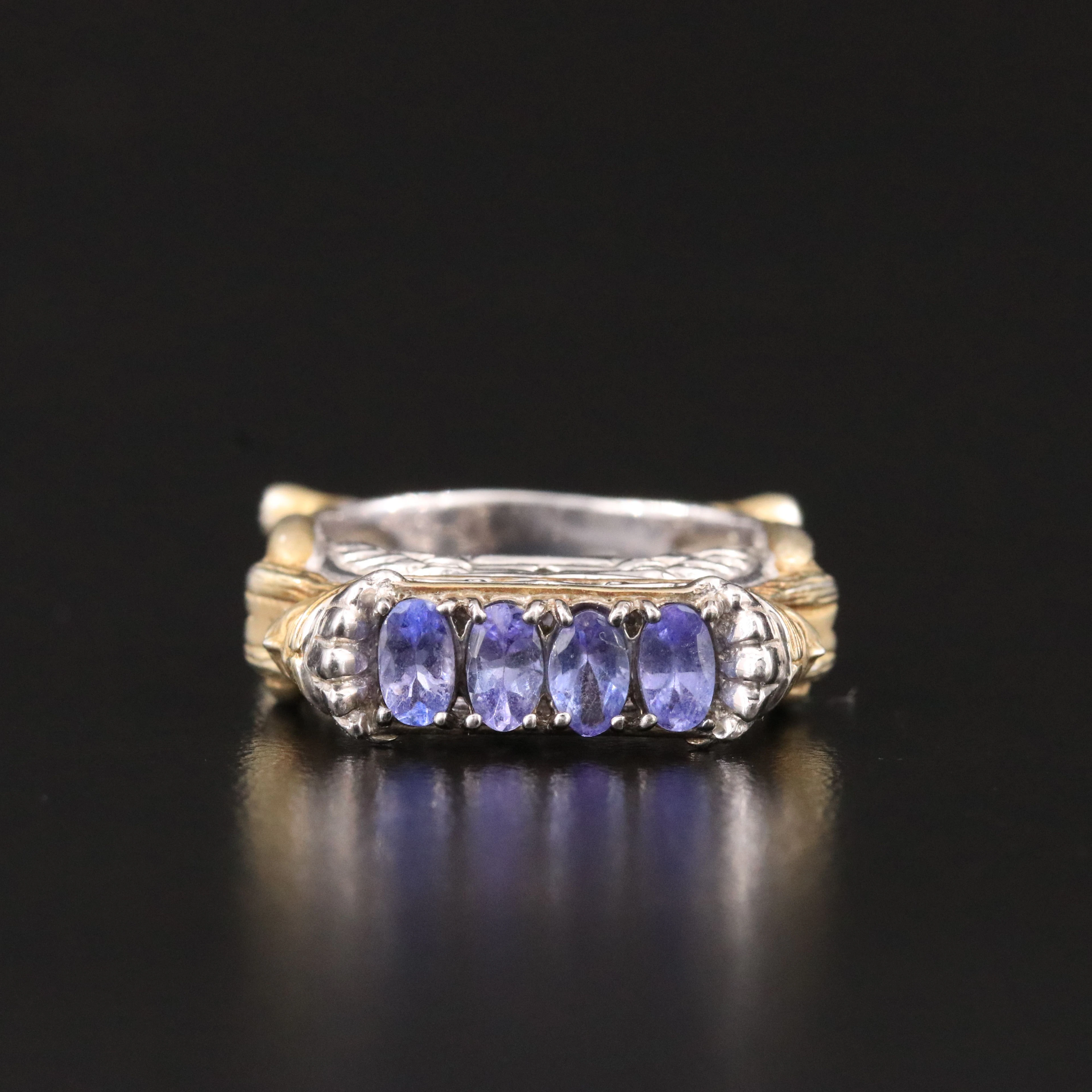 Sterling Greco-Roman Tanzanite Sphinx Ring