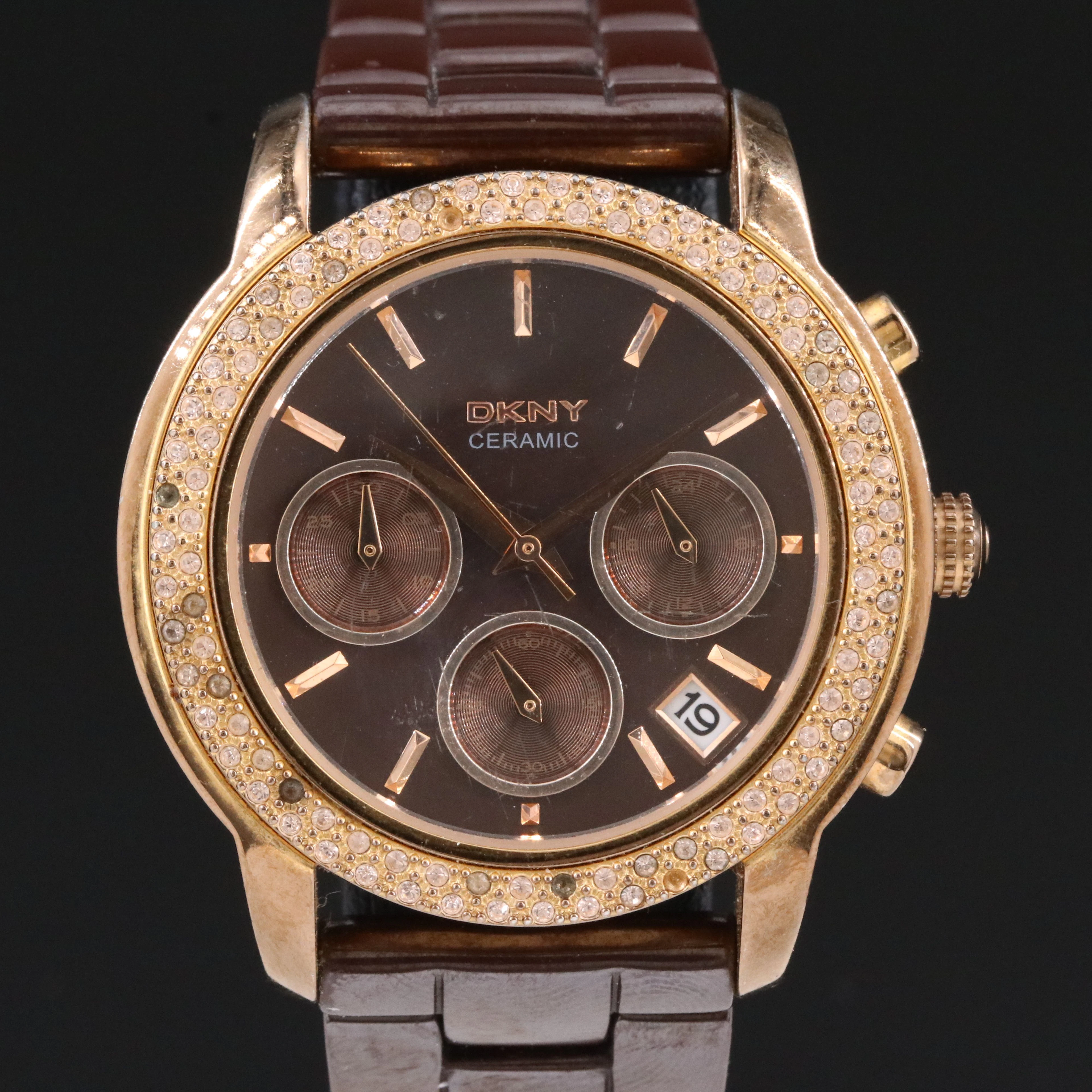 DKNY Chambers Stainless Steel and Ceramic Crystal Bezel Watch NY8508