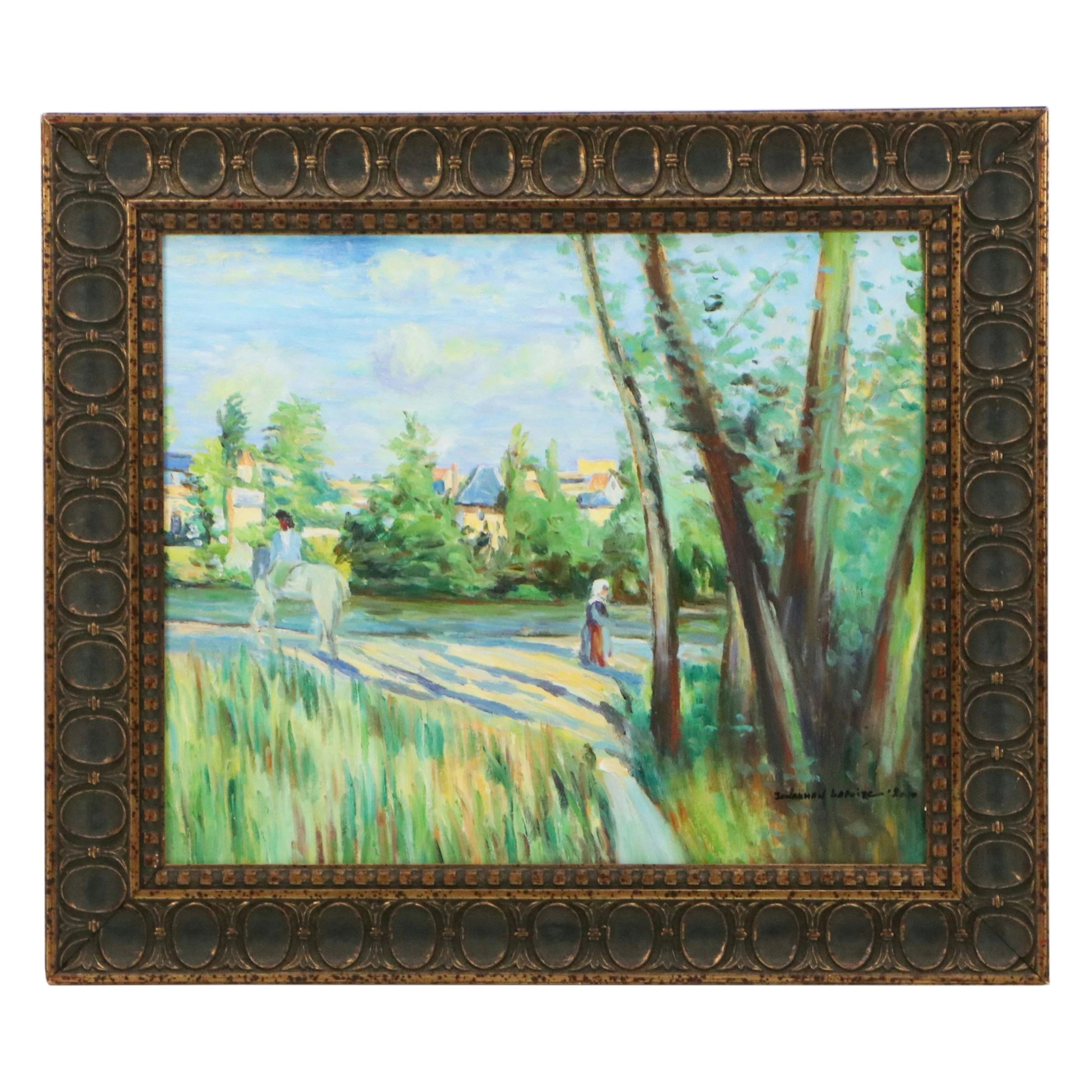 Copy Acrylic Painting After Camille Pissarro "Sunlight on the Road, Pontoise"