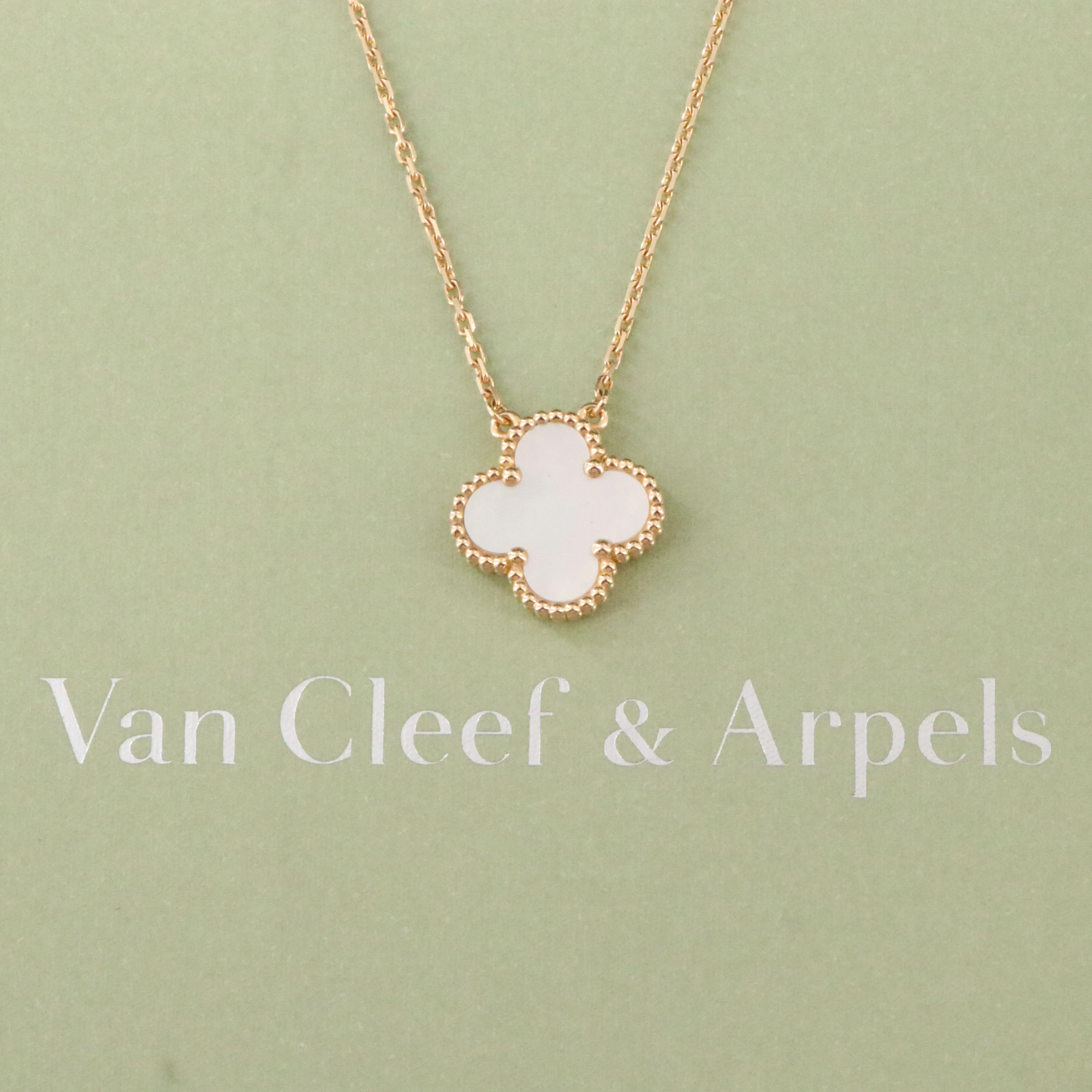 Van Cleef & Arpels Vintage Alhambra 18K Mother-of-Pearl Necklace with COA