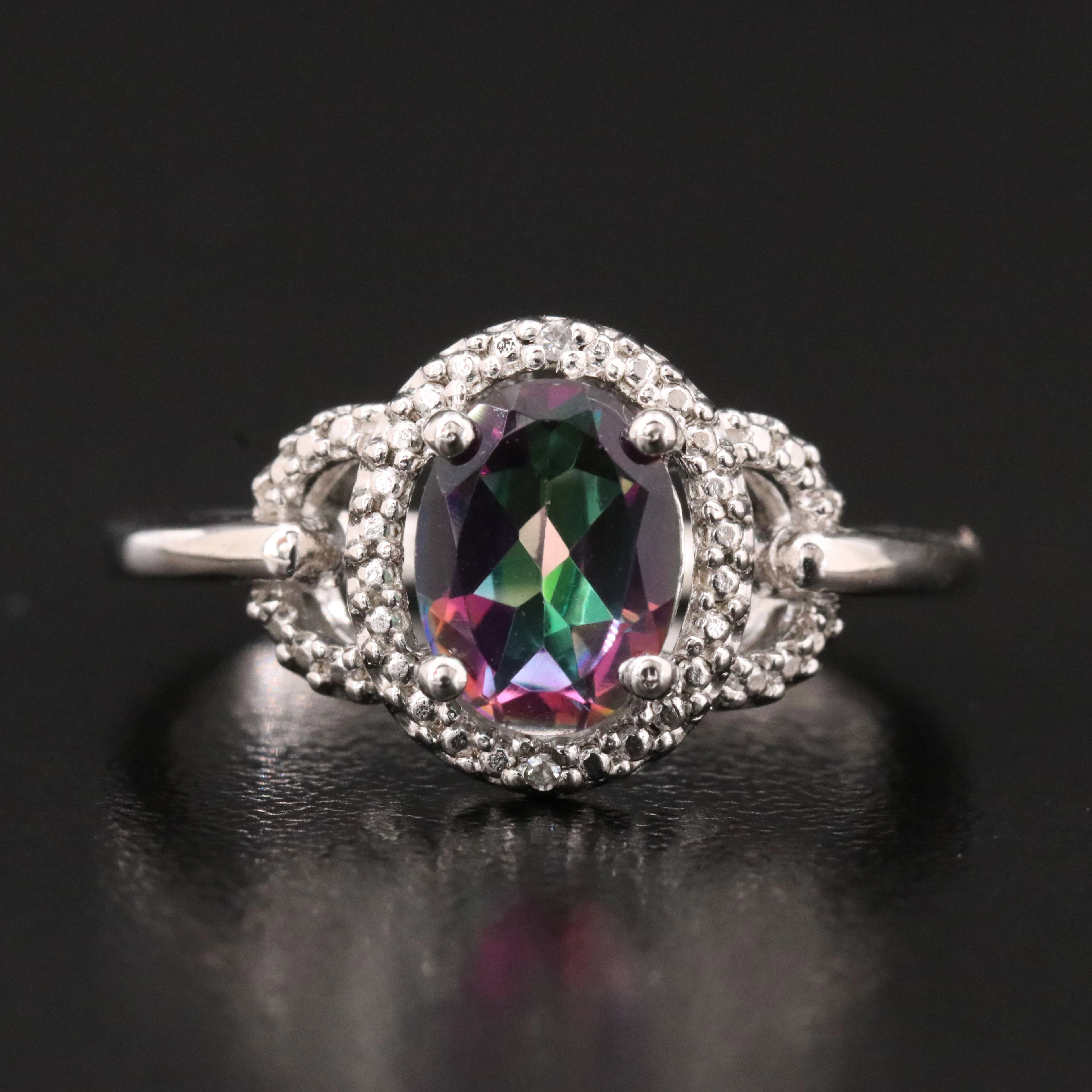 Sterling Topaz and Diamond Ring