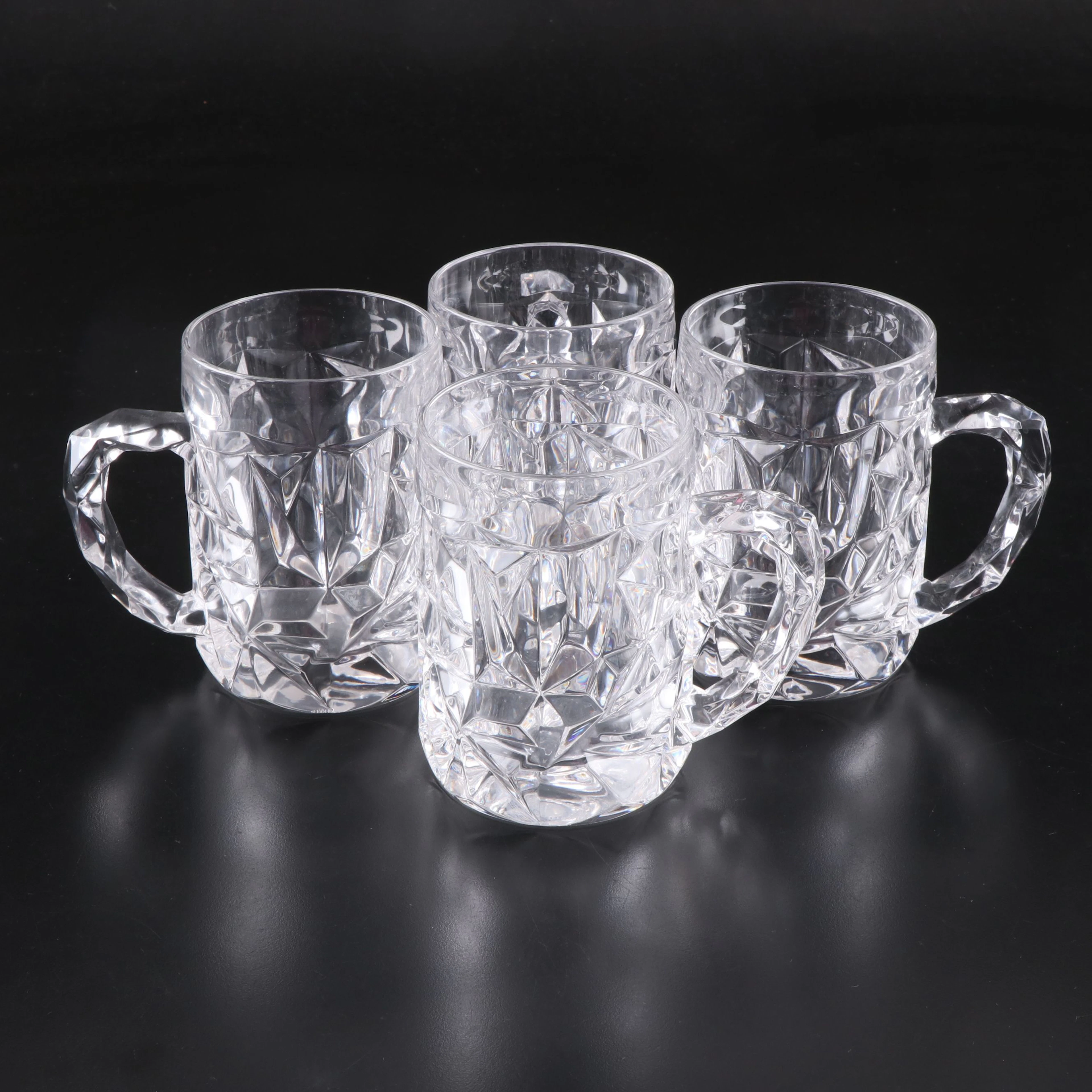 Tiffany & Co. "Rock Cut" Crystal Beer Mugs, Late 20th/Early 21st C.