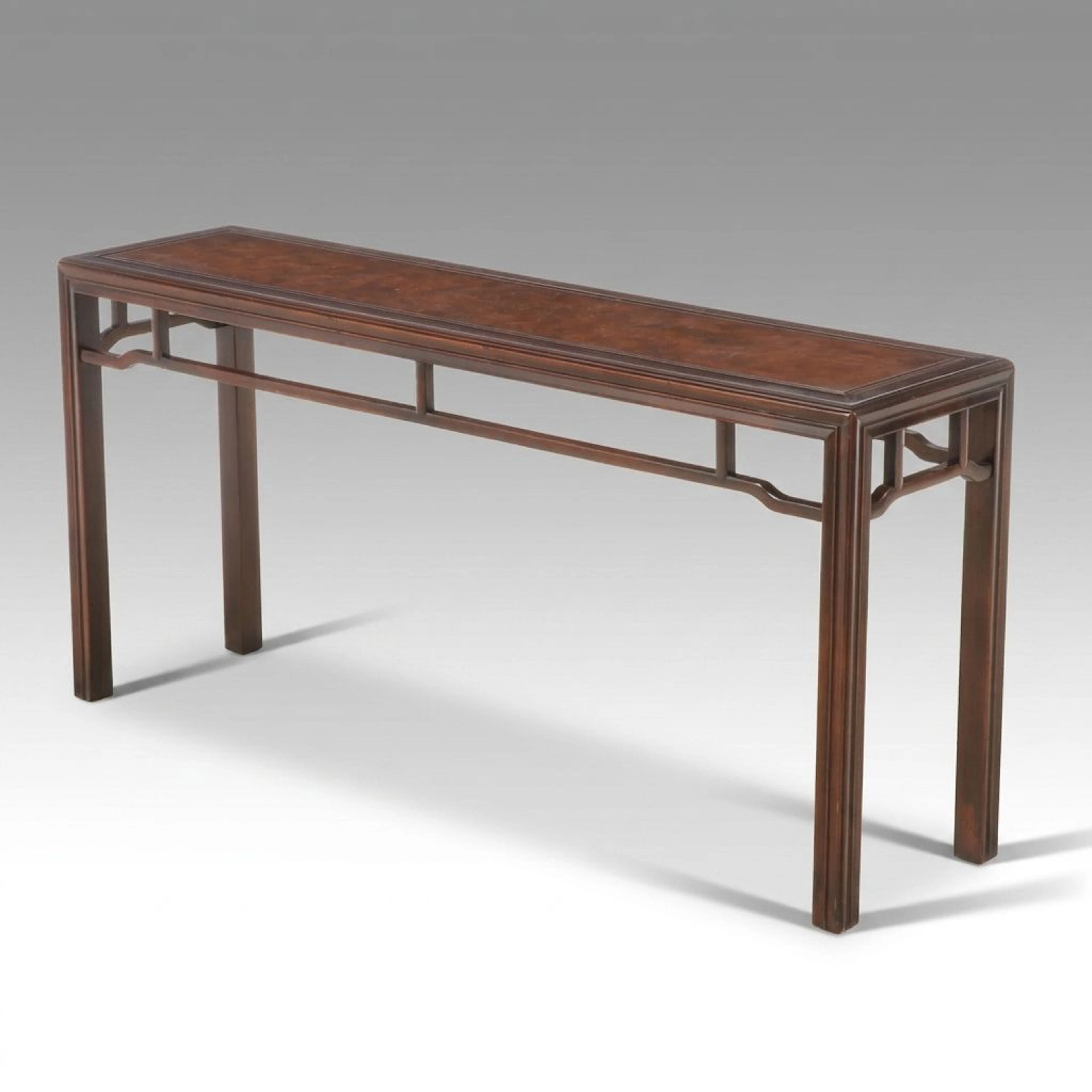 Drexel "Tai Ming" Burl Asian Revival Console Table, Late 20th Century