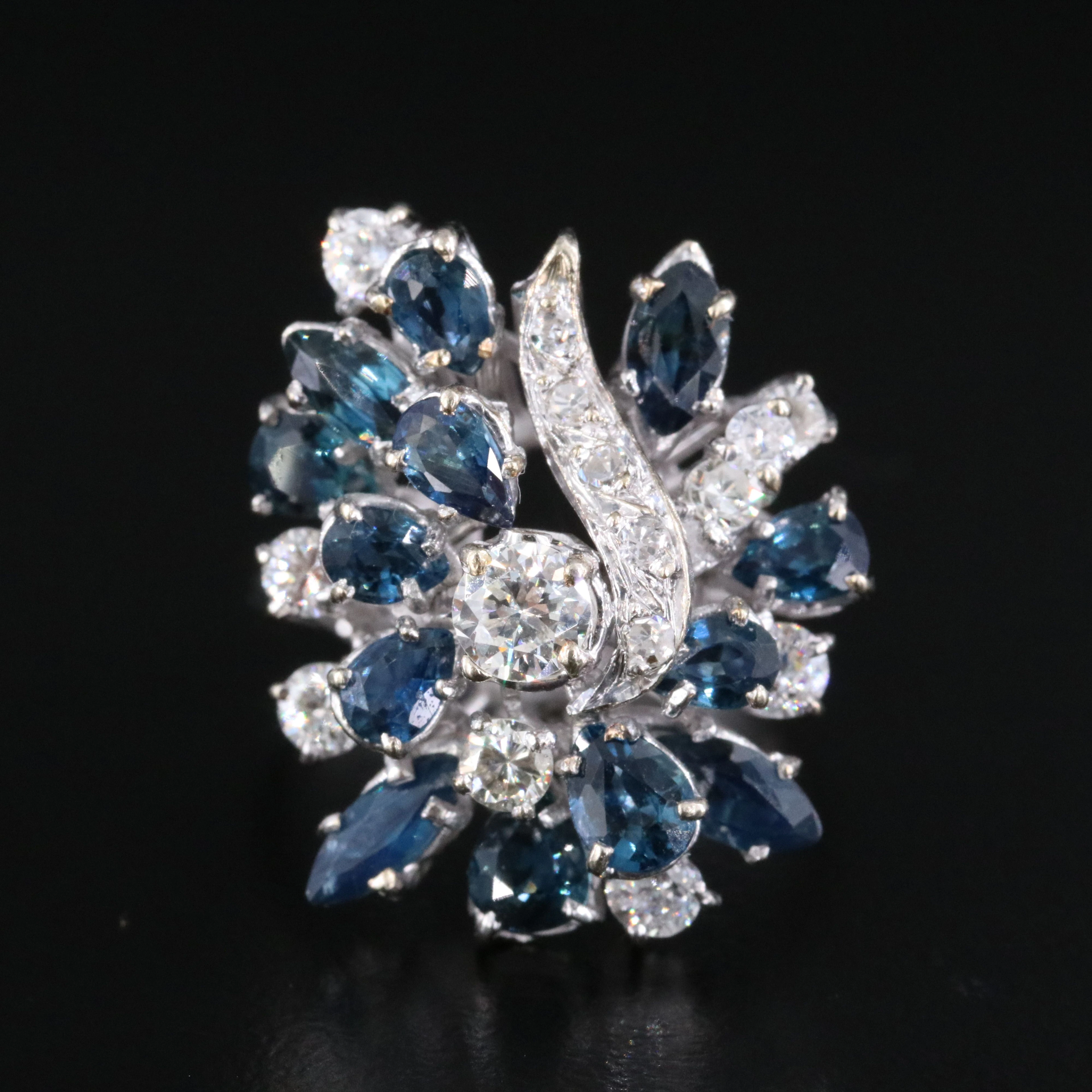 War Era Diamond & Sapphire Ring in Silver & Gold Alloy