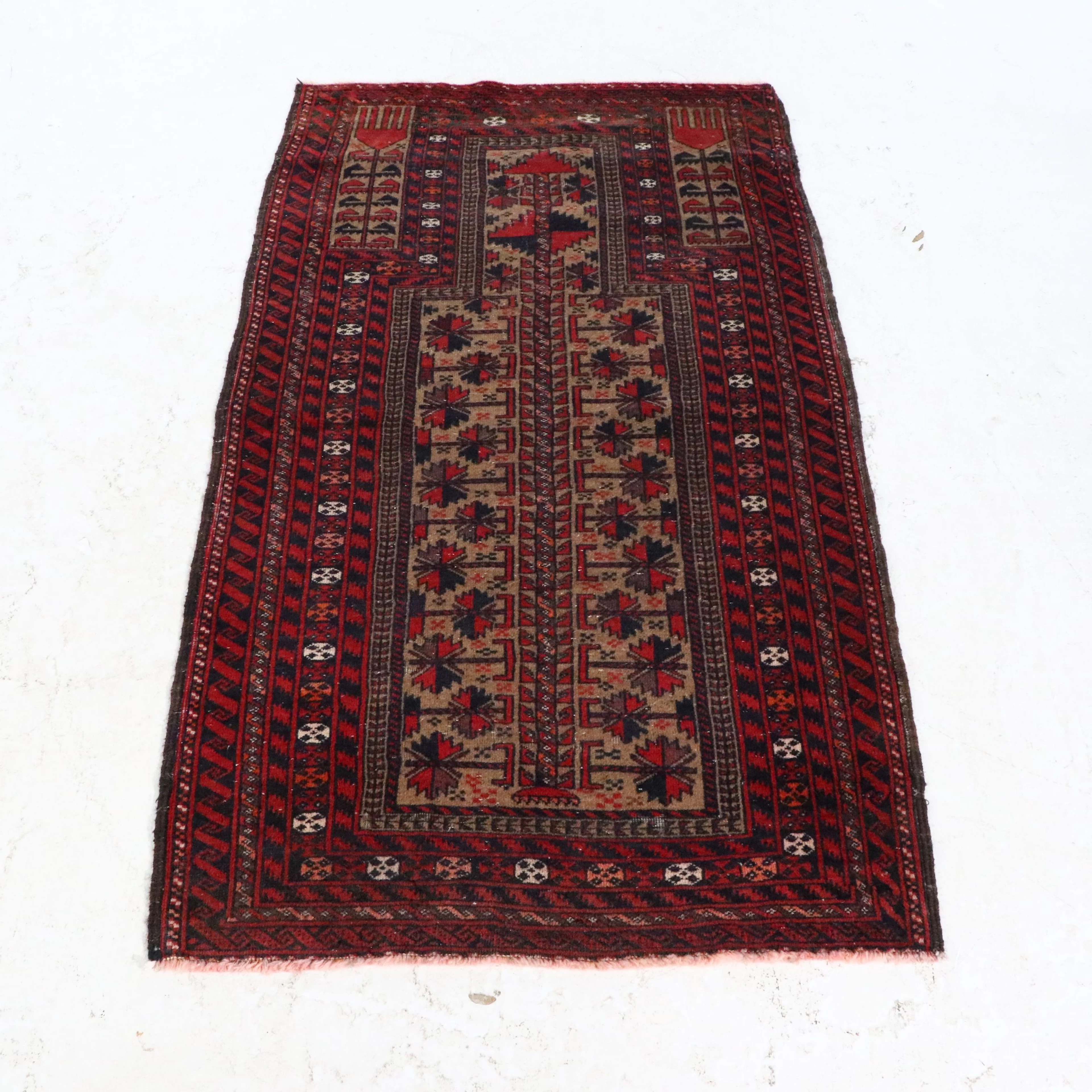3'2 x 5'9 Hand-Knotted Persian Baluch Prayer Rug