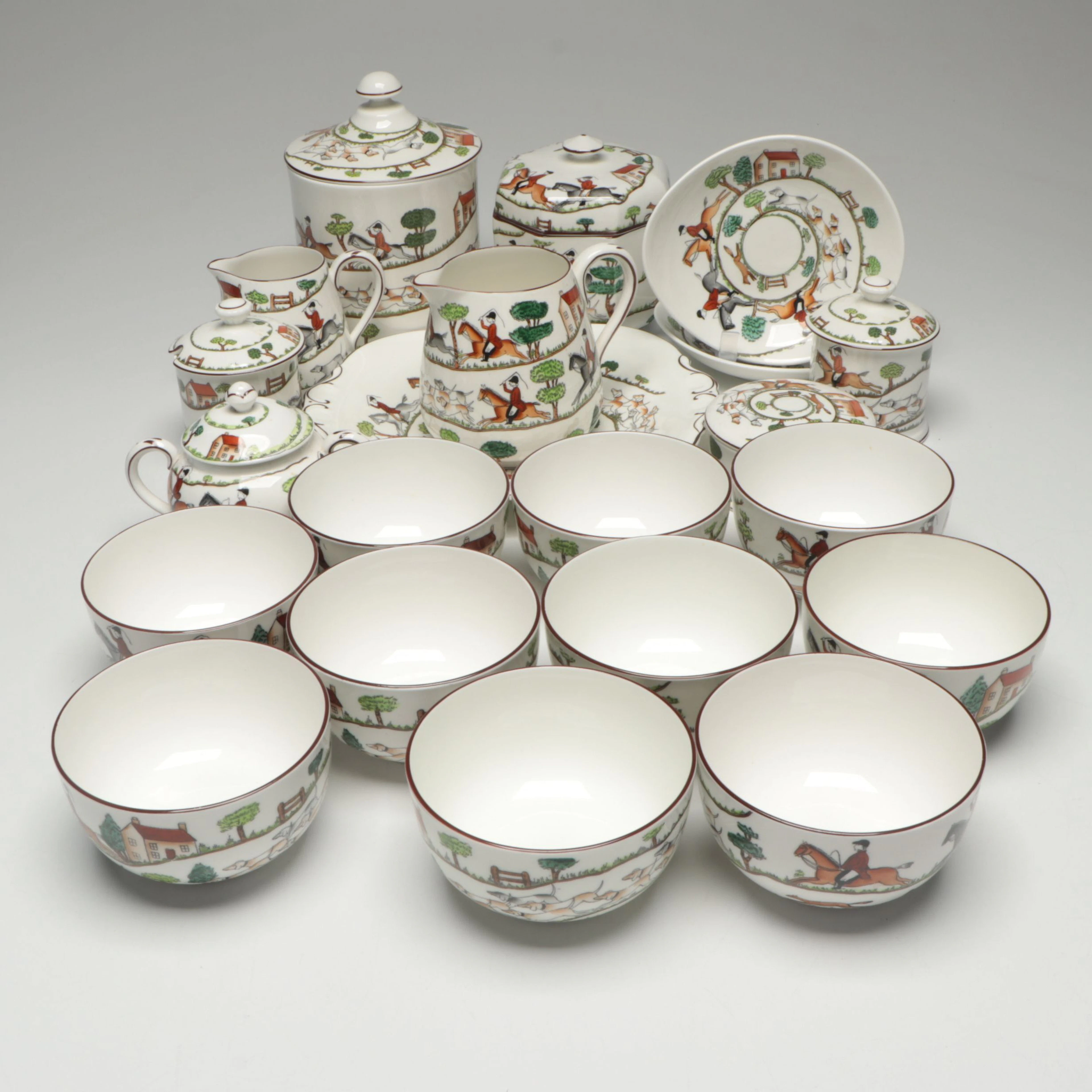Crown Staffordshire "Hunting Scene" Bone China Tableware