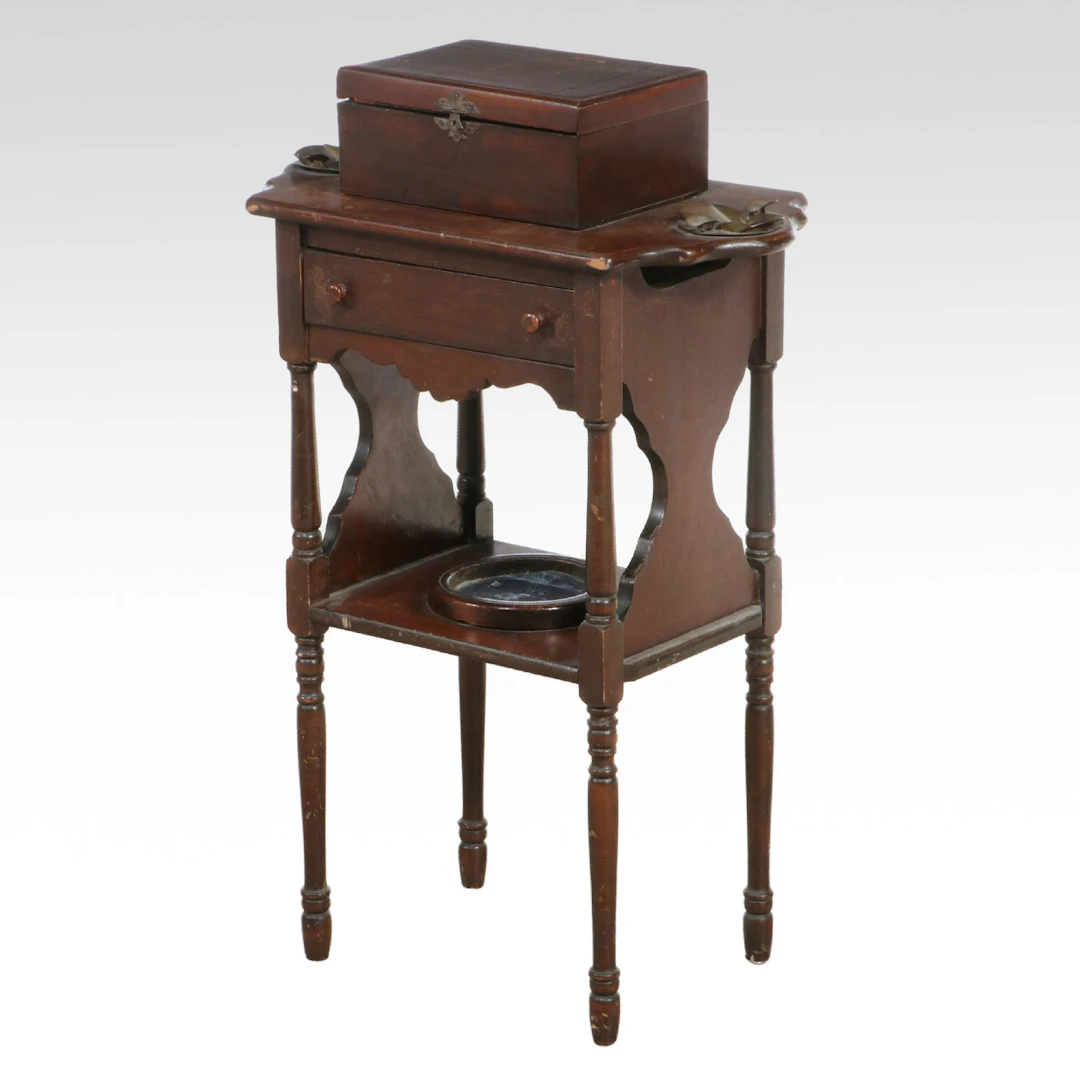 Mahogany Smoking Stand with Integrated Humidor, Early 20th Century