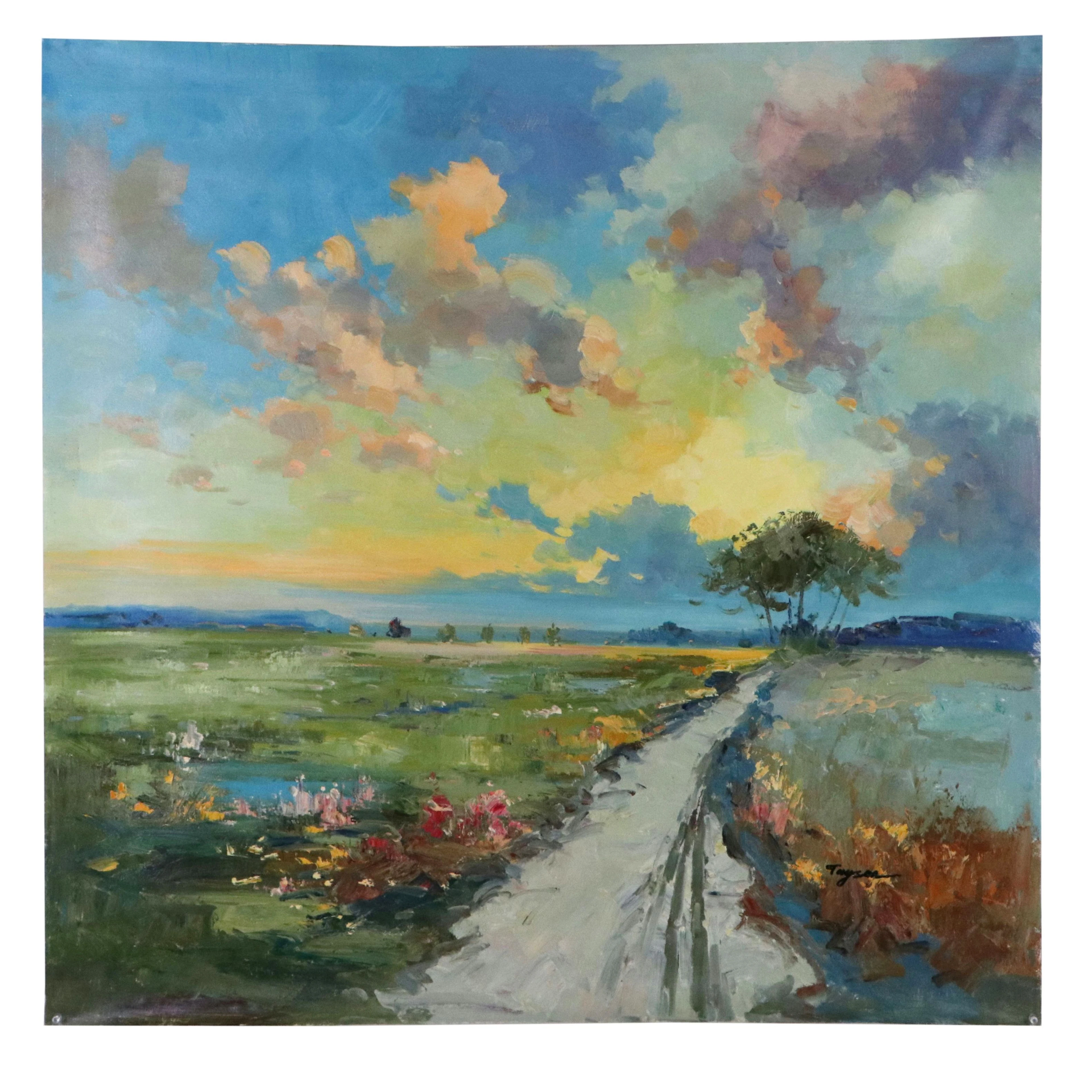Impressionist Style Coastal Landscape Oil Painting, 21st Century