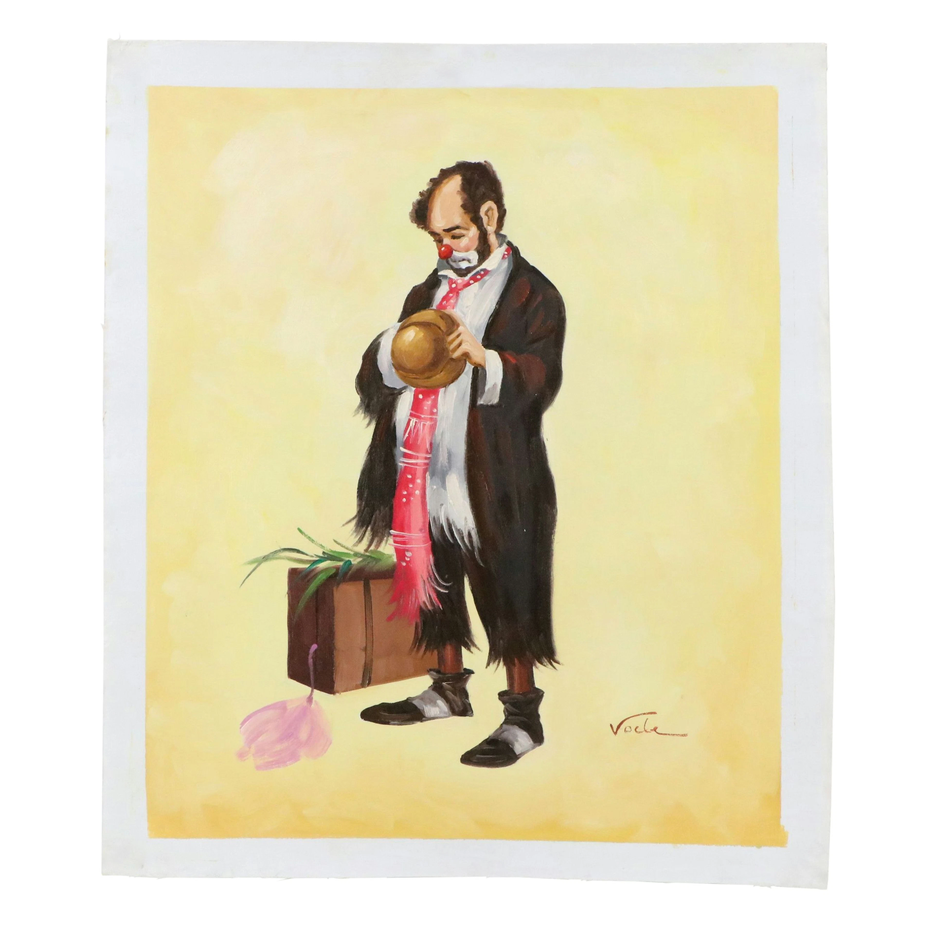 Oil Painting of Hobo Clown, Late 20th or 21st Century