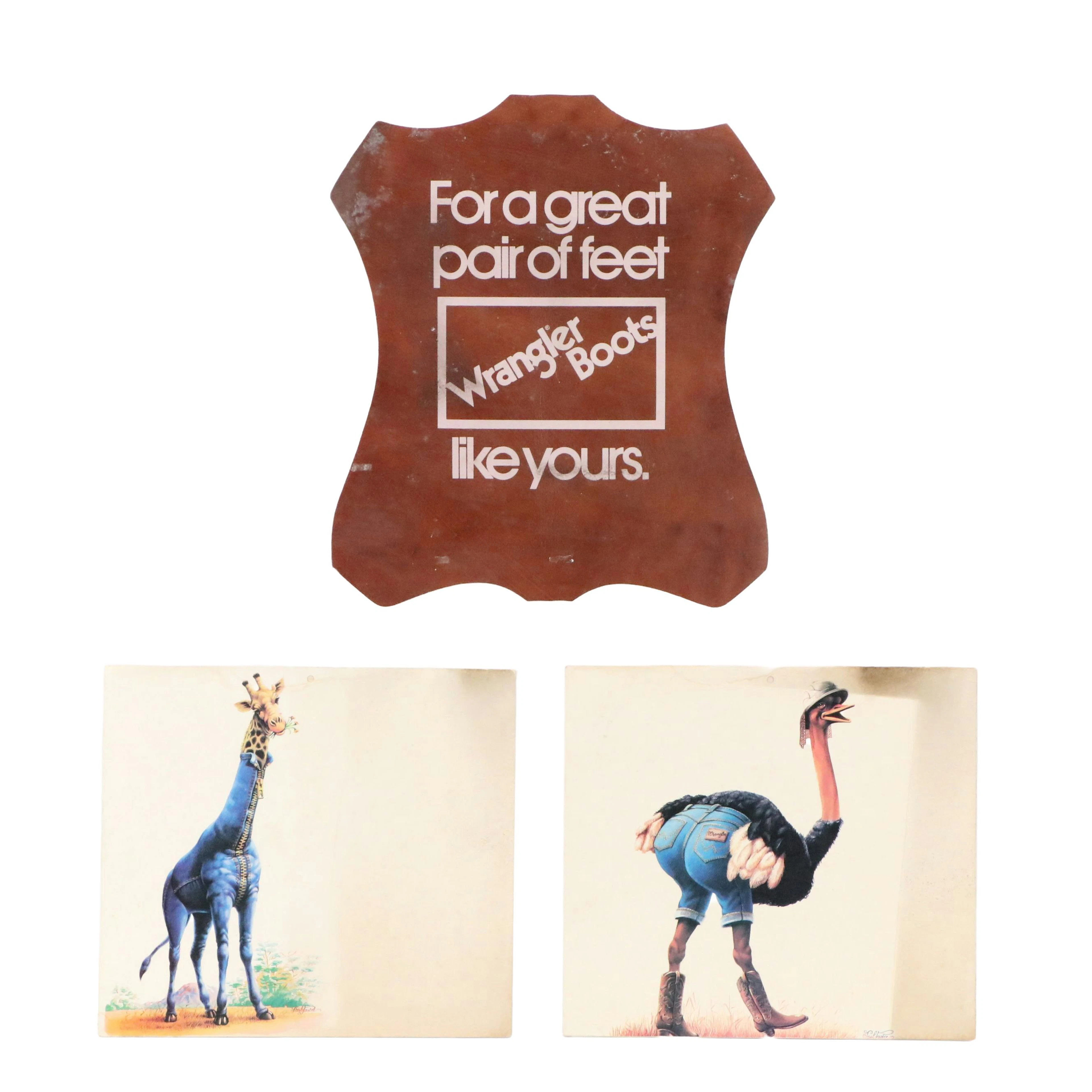 Vintage Wrangler Jeans Advertisements Including After Paul Fastré, Circa 1970s