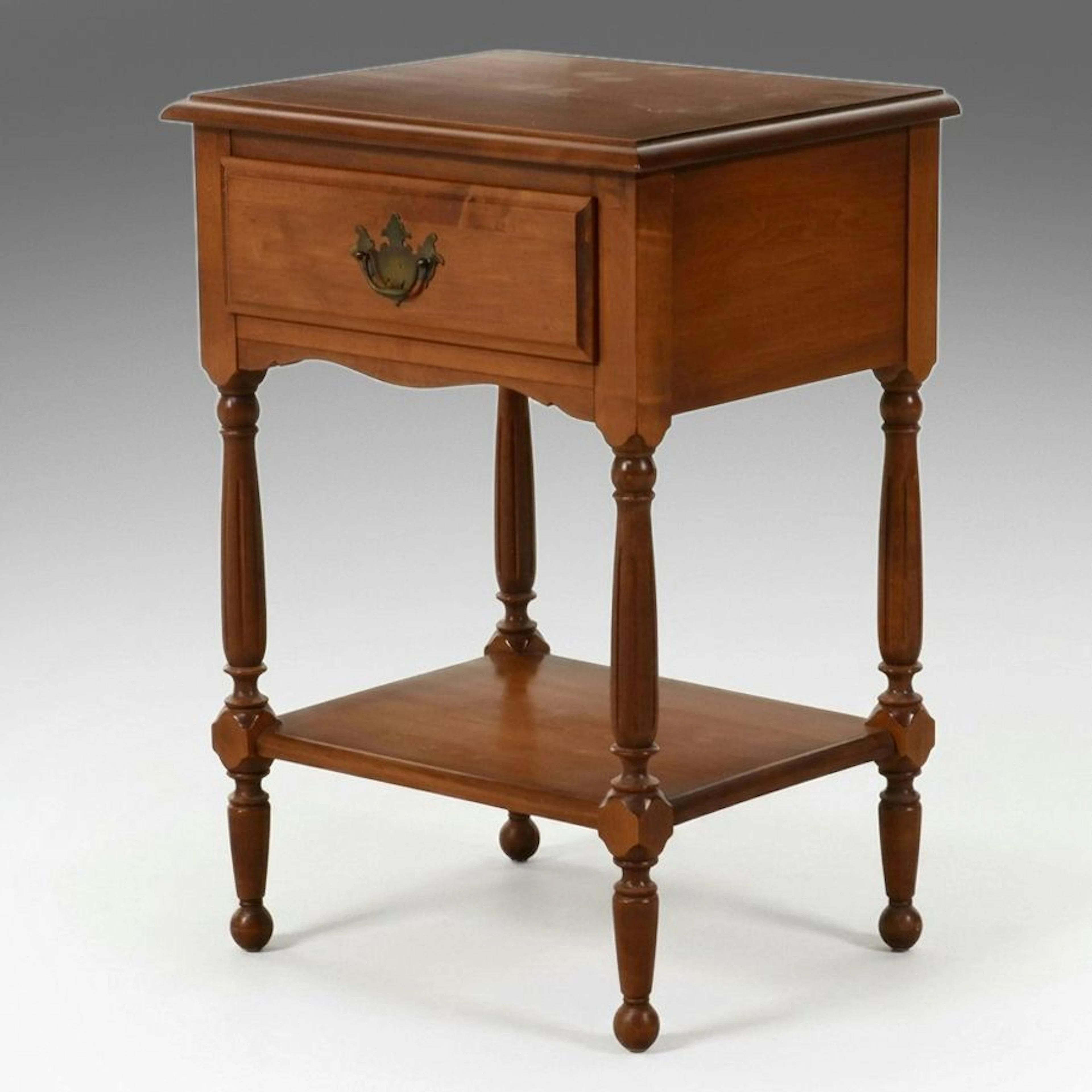 Statton Furniture Colonial Revival Cherry Nightstand, Mid-20th Century