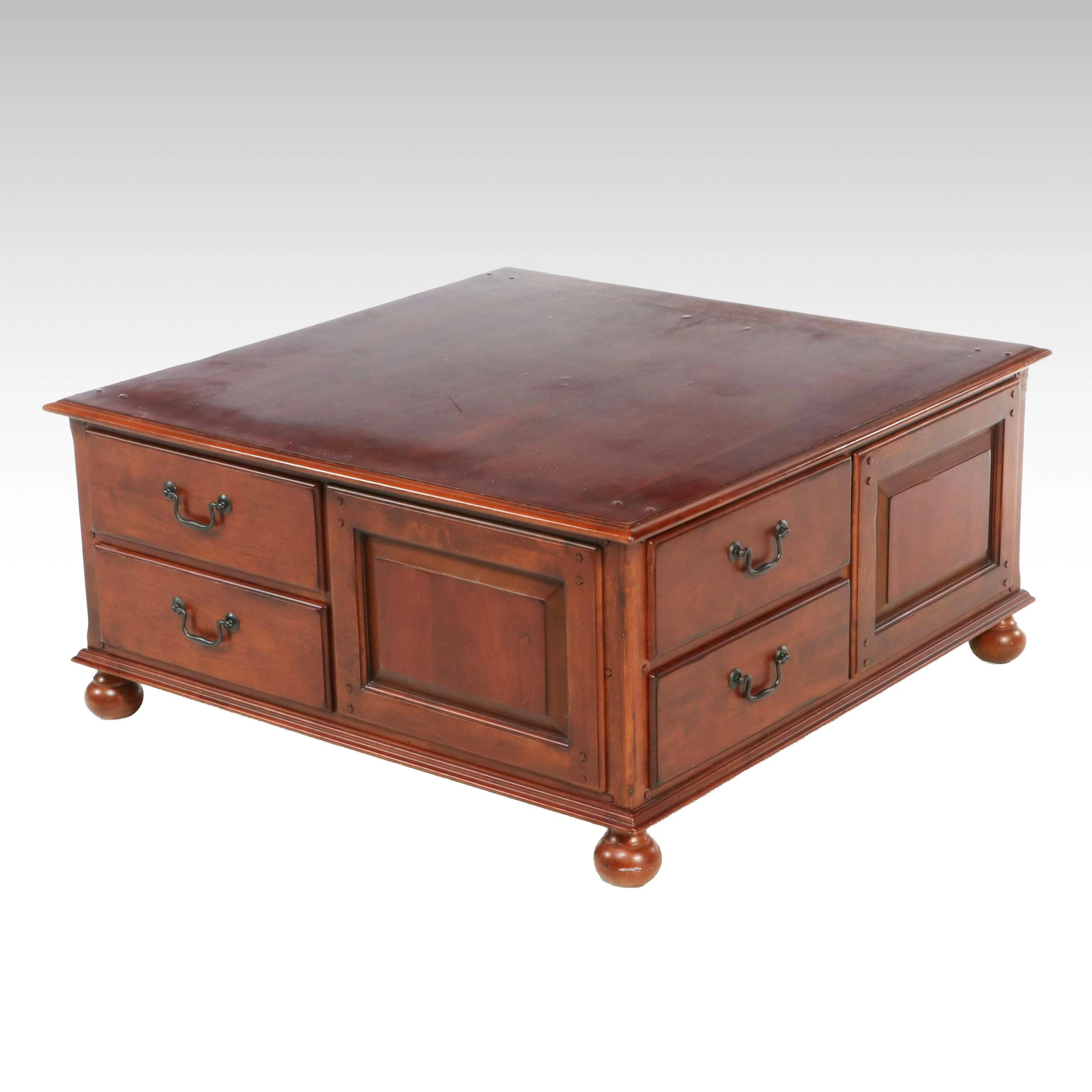 Cherrywood Square Storage Coffee Table, Late 20th Century