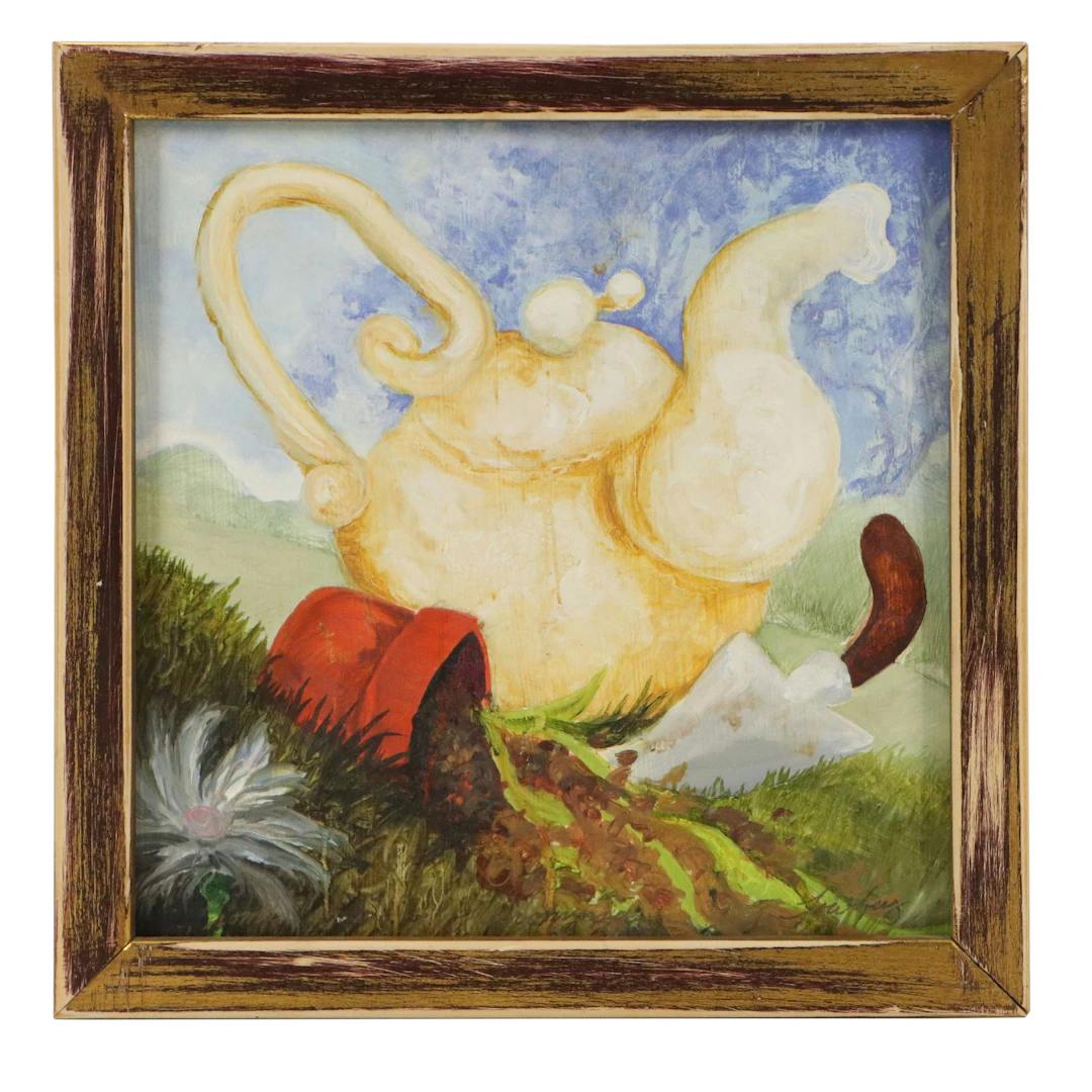 Tom H. Towhey Oil Painting "Spring Time Tea," 2000