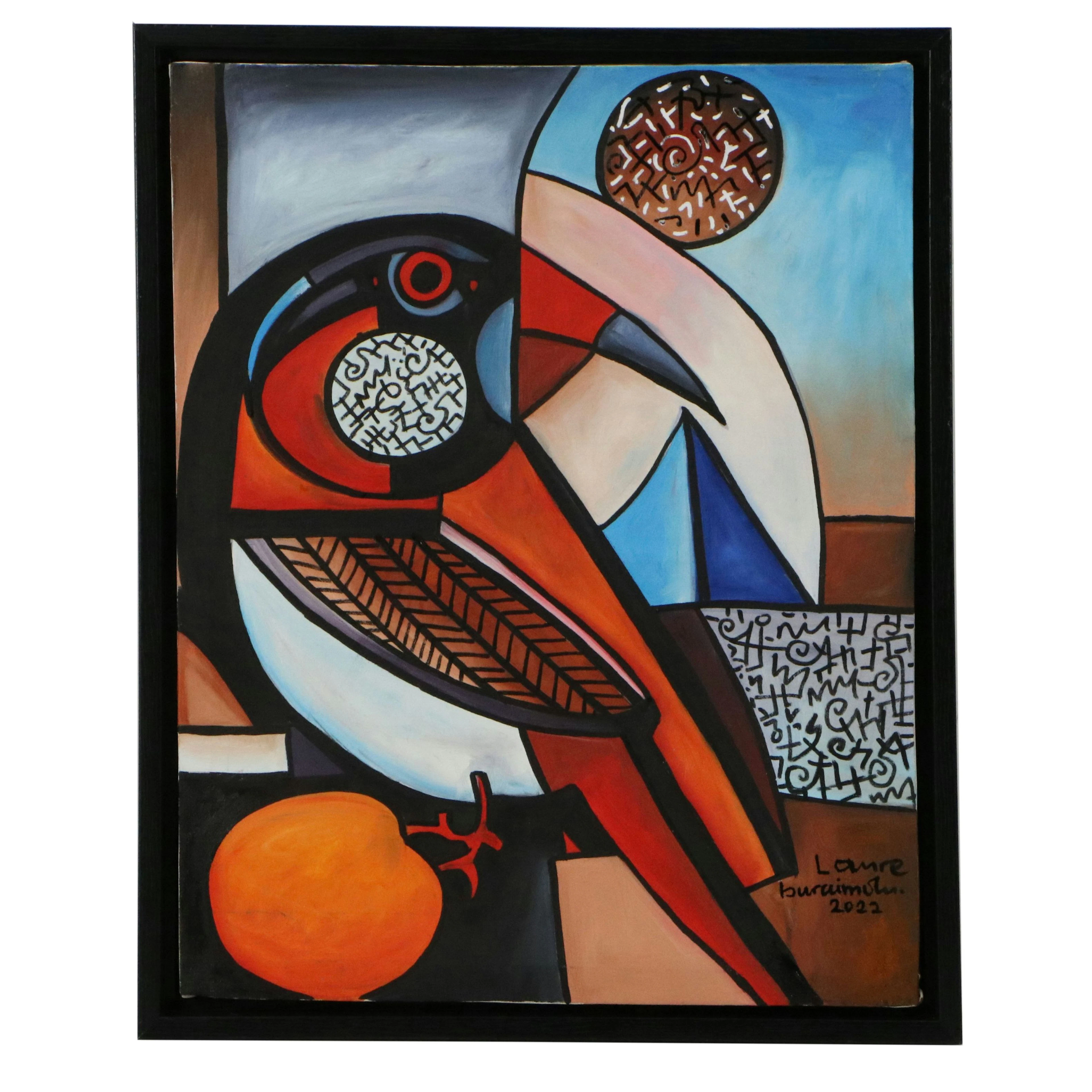 Lanre Buraimoh Acrylic Painting Painting of Cubistic Toucan, 2022
