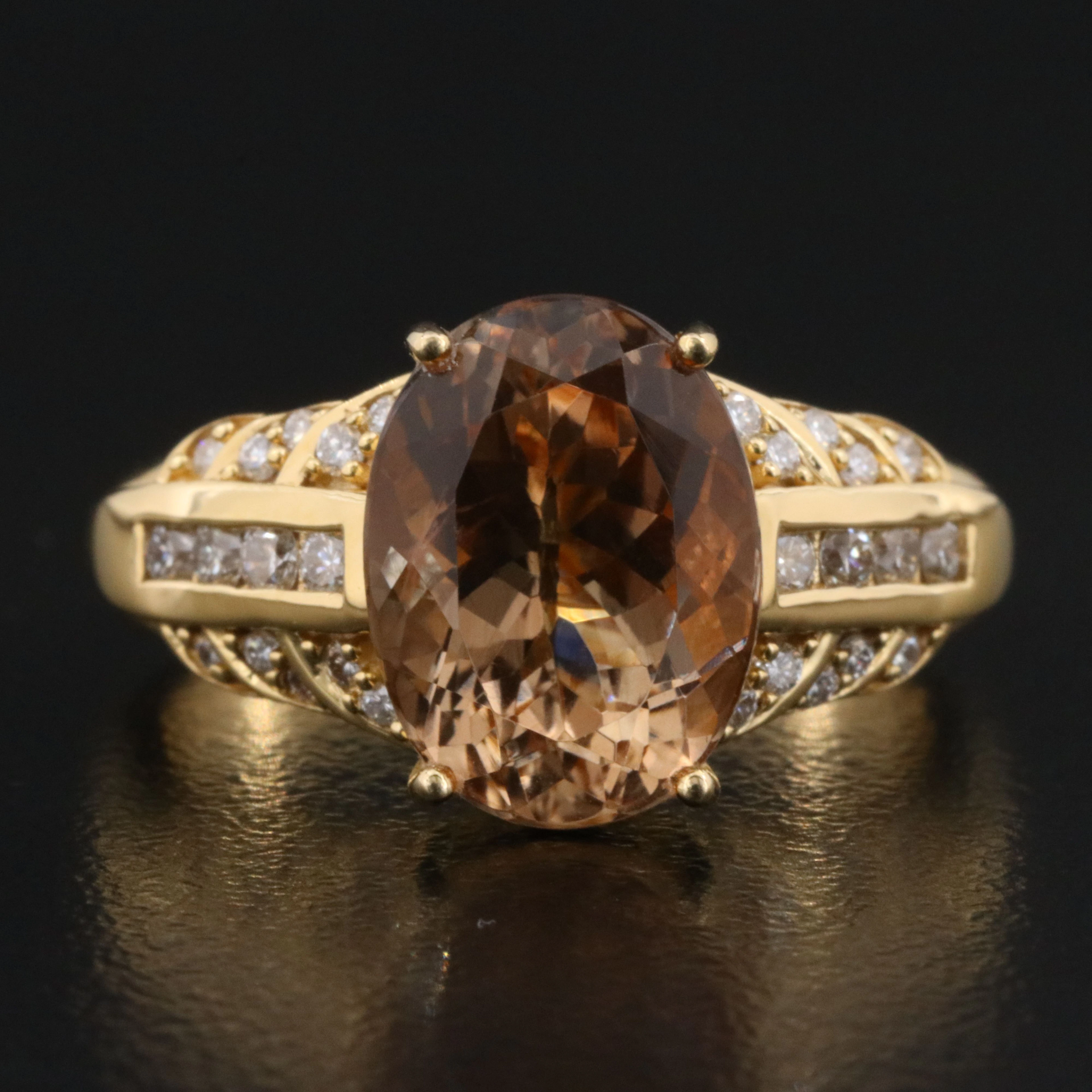 Chromia 18K Sunstone and Diamond Ring