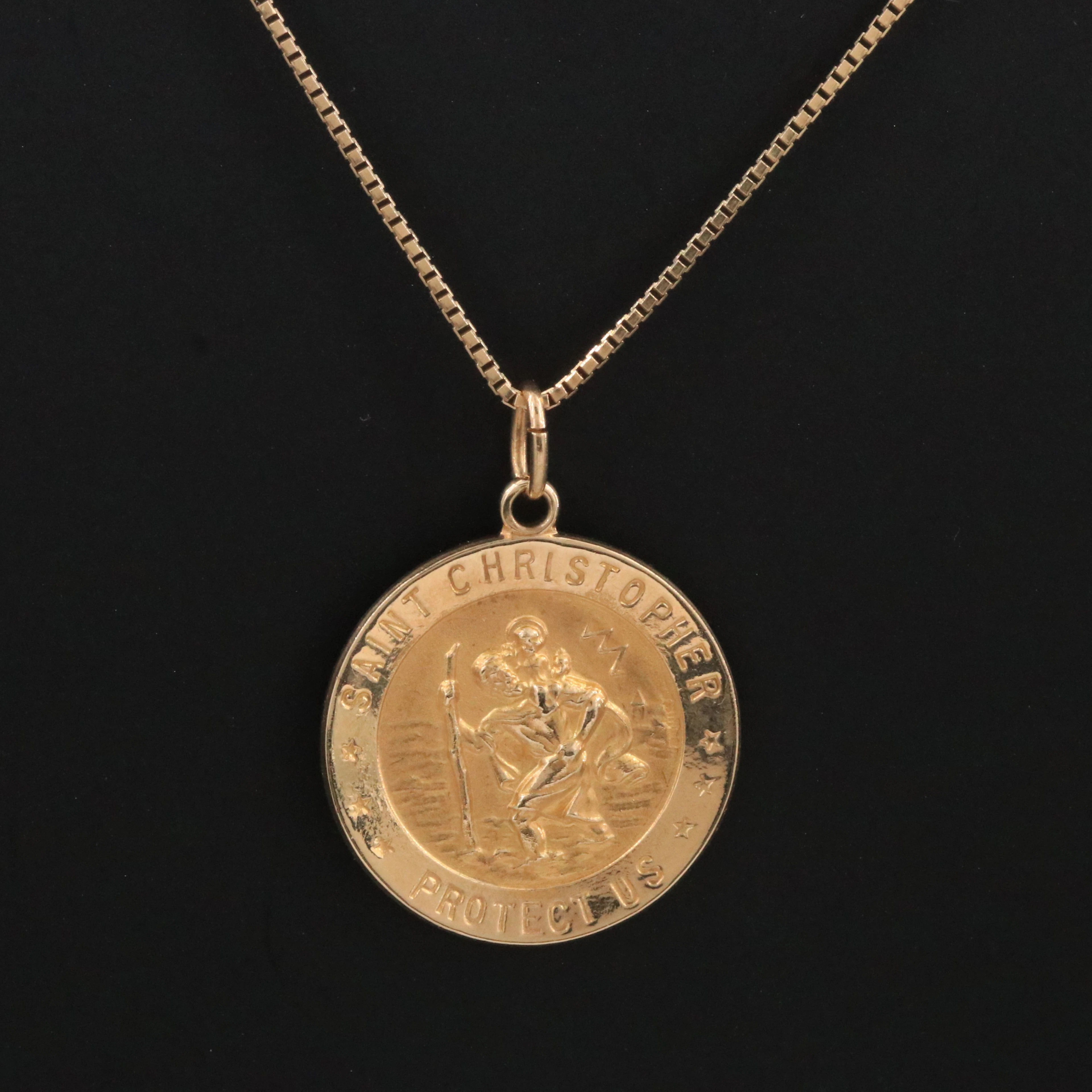 14K Saint Christopher Medallion Necklace