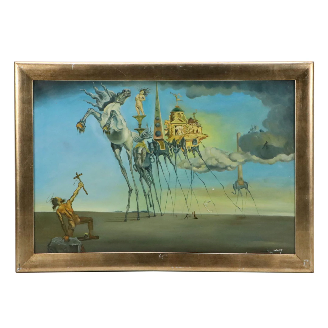 Copy Acrylic Painting After Salvador Dalí "The Temptation of St. Anthony"