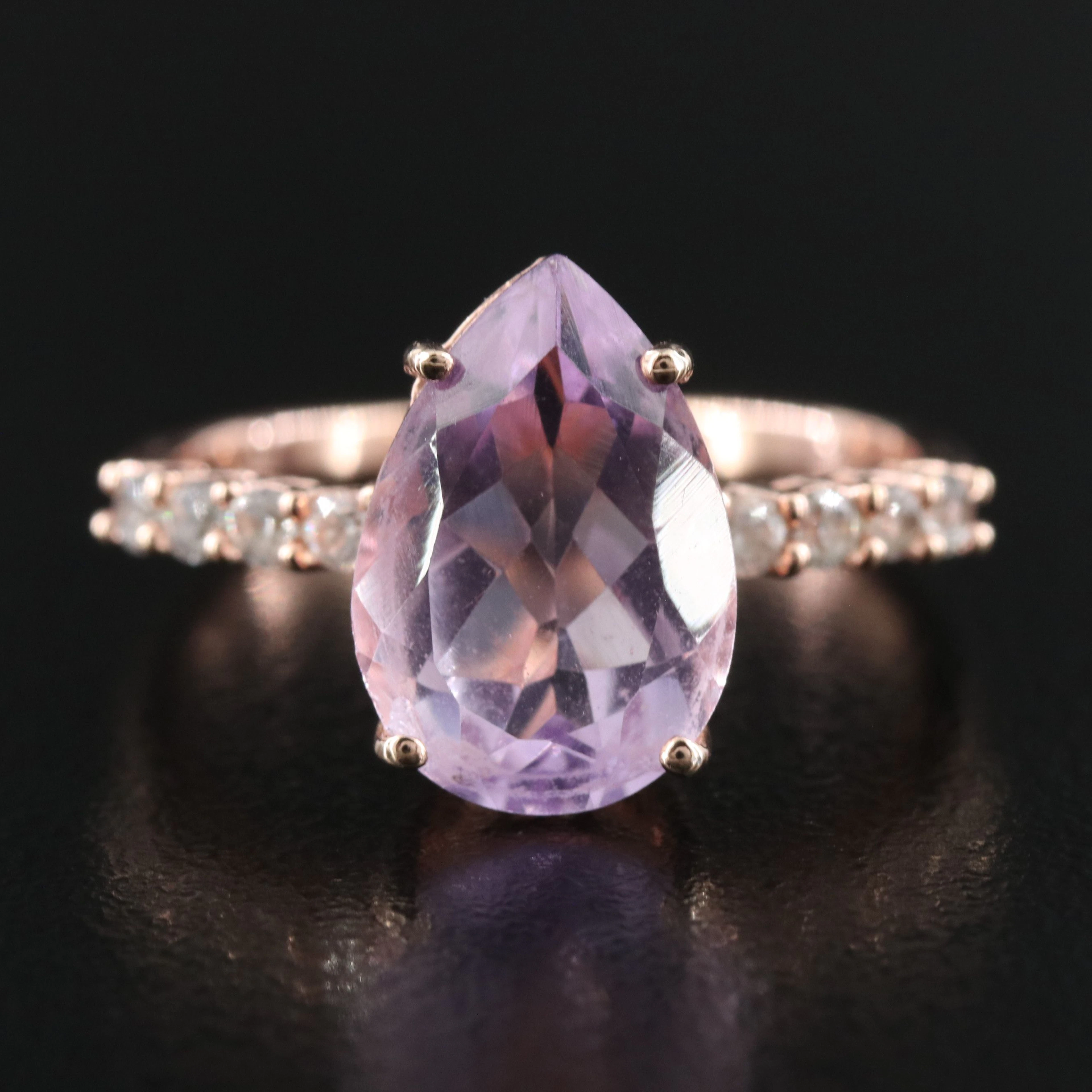 Sterling Amethyst and Diamond Ring