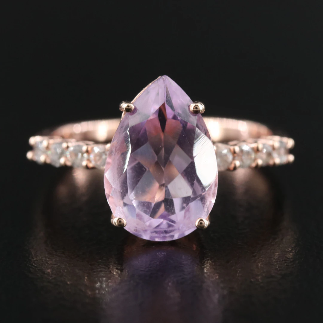 Sterling Amethyst and Diamond Ring
