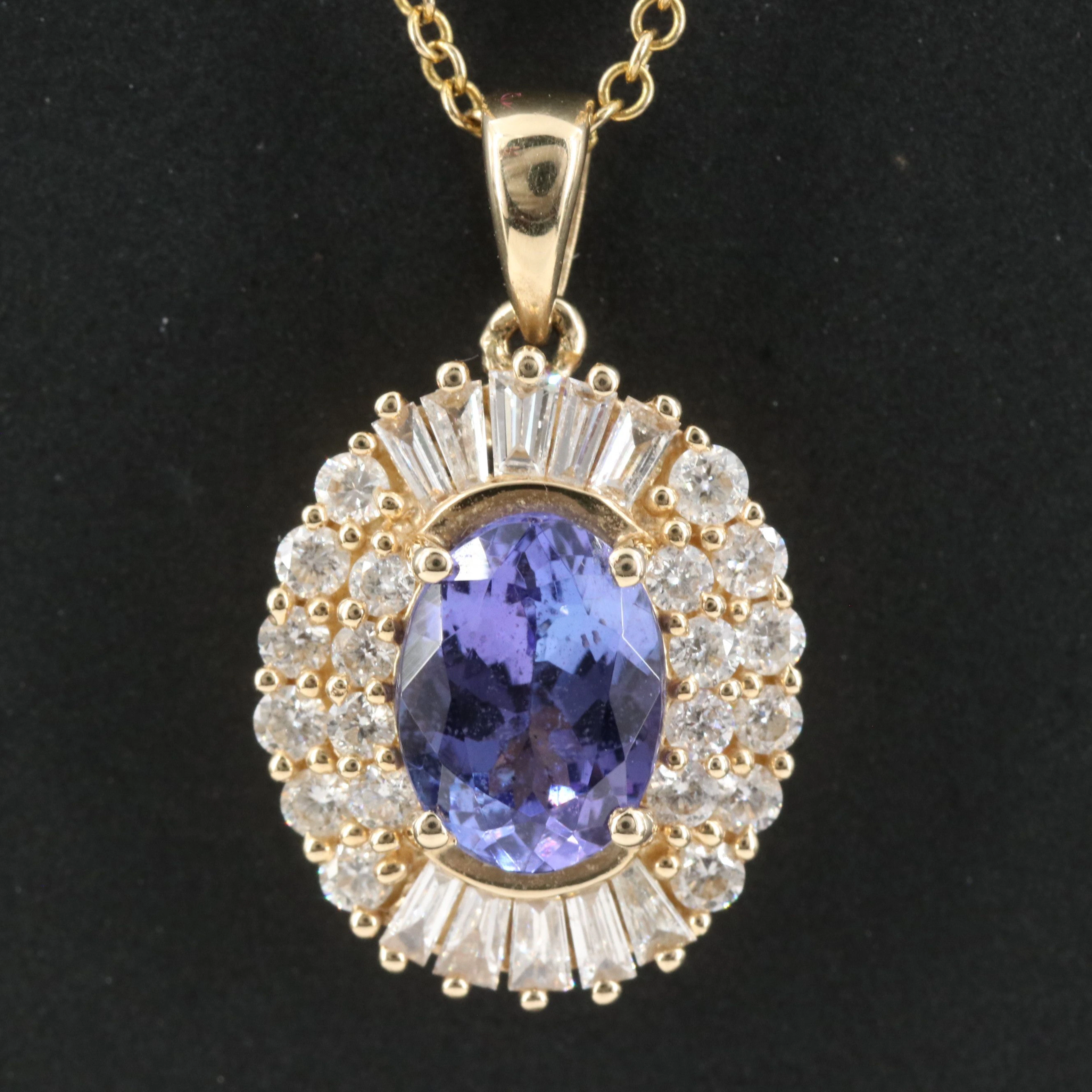 EFFY 14K Tanzanite and Diamond Pendant Necklace