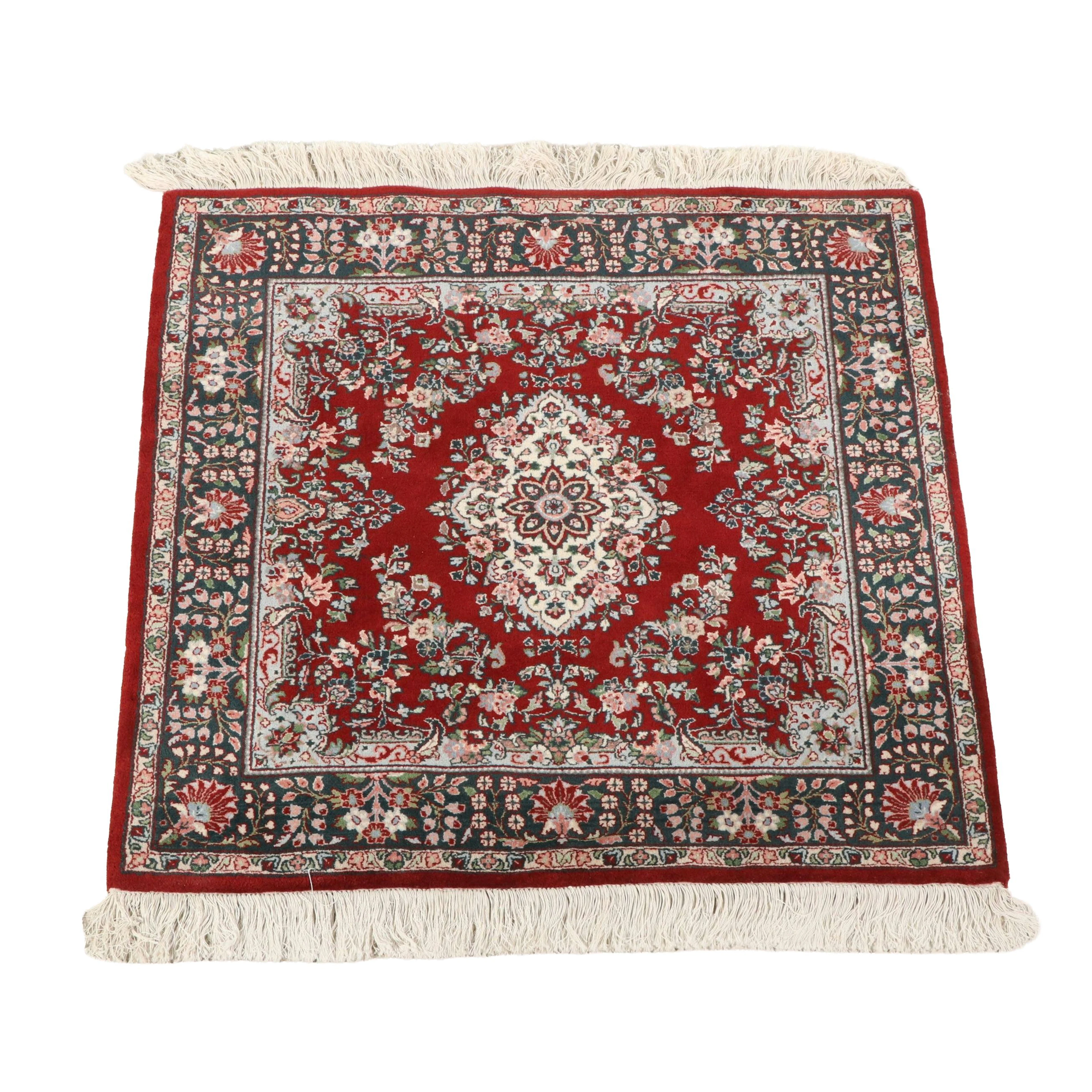 4'1 x 4'6 Hand-Knotted Persian Kerman Style Area Rug