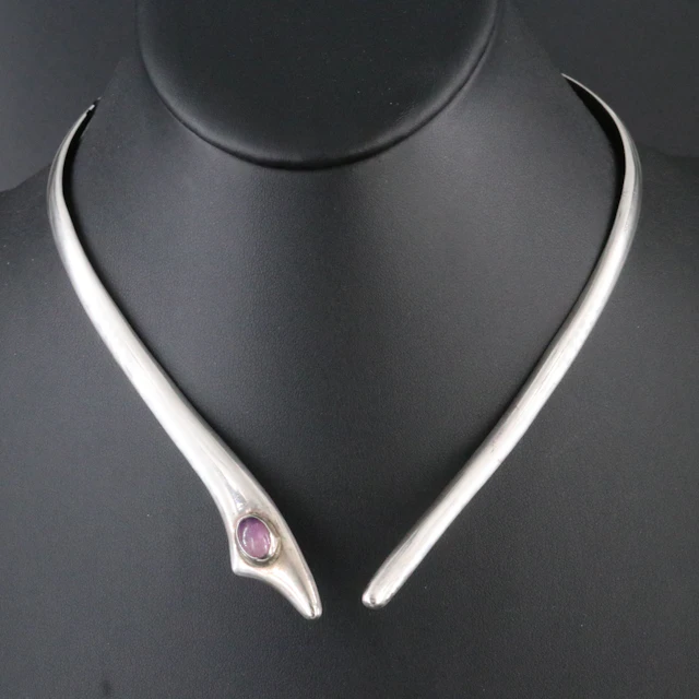 Vintage Taxco, Mexican Sterling Collar with Amethyst
