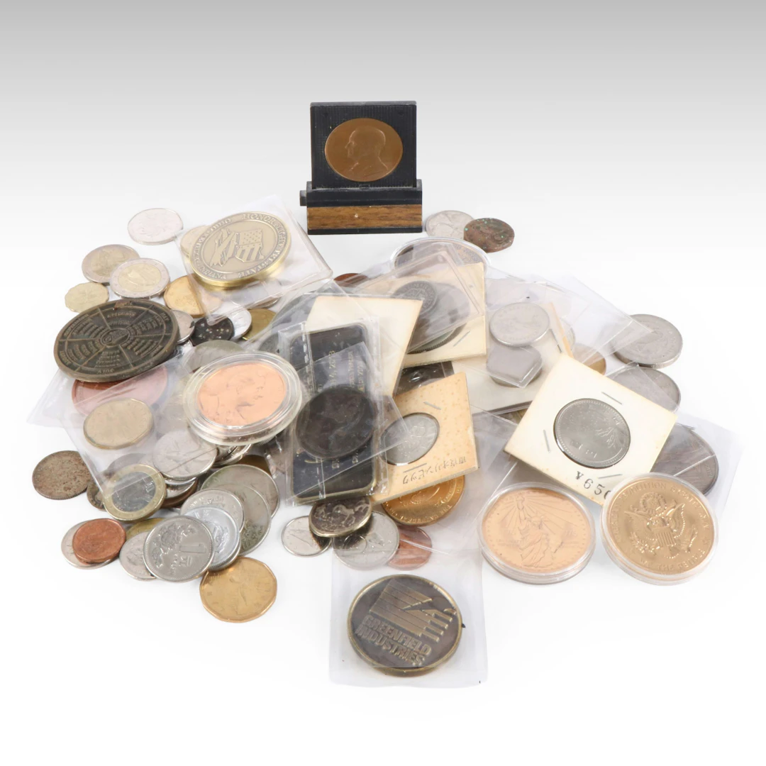 116 Foreign Coins, Medals, and Tokens, Including Silver