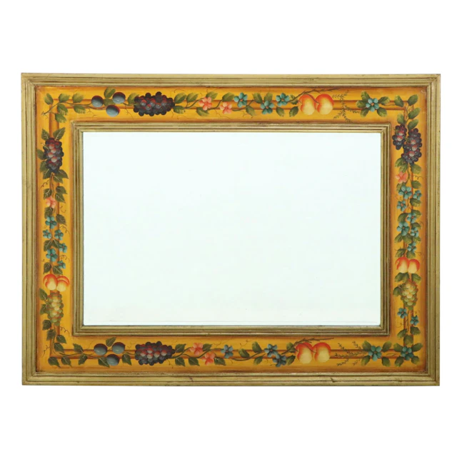 Tuscan Style Hand-Painted Fruit Motif Framed Wall Mirror