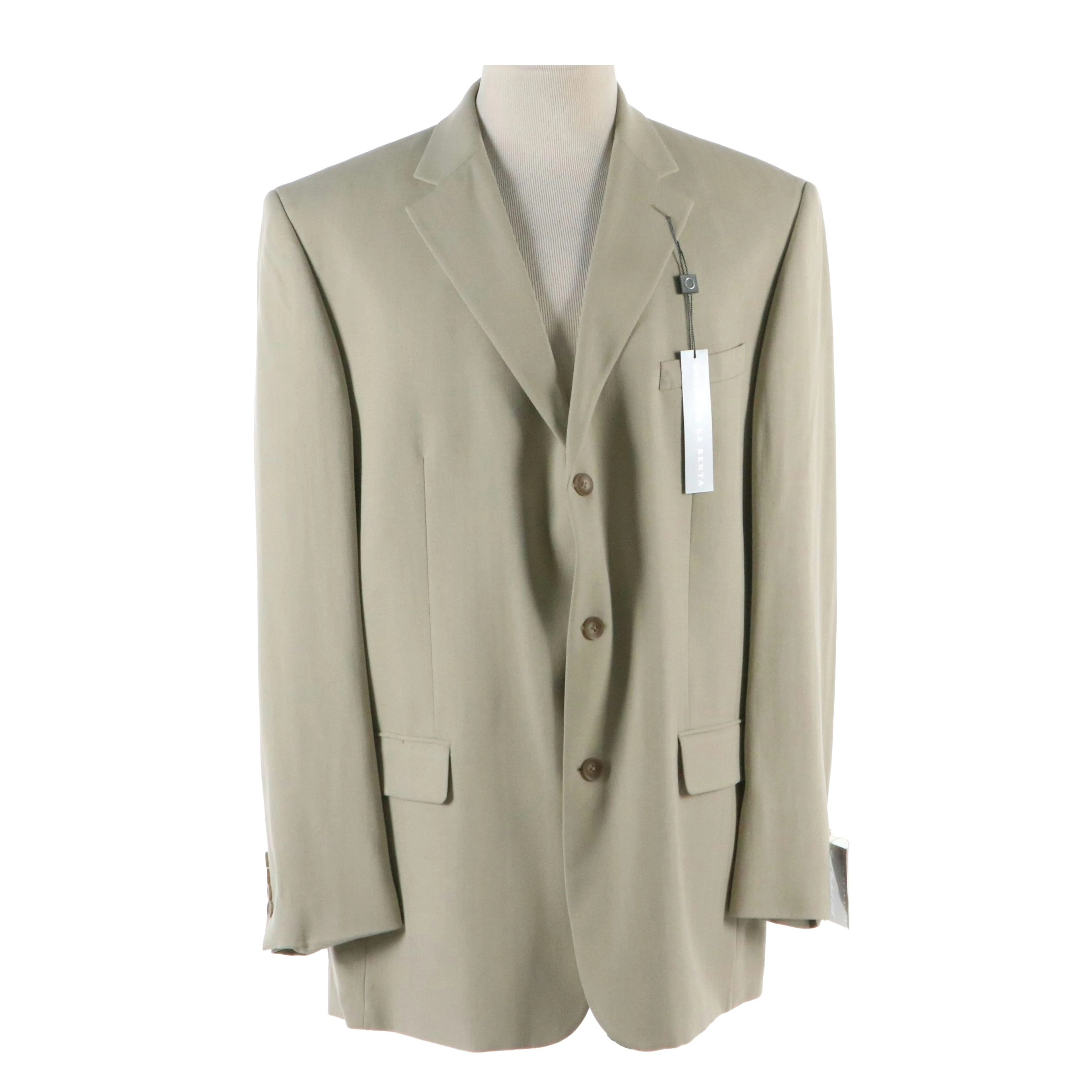 Men's Oscar de la Renta Blazer in Beige Silk, With Tag
