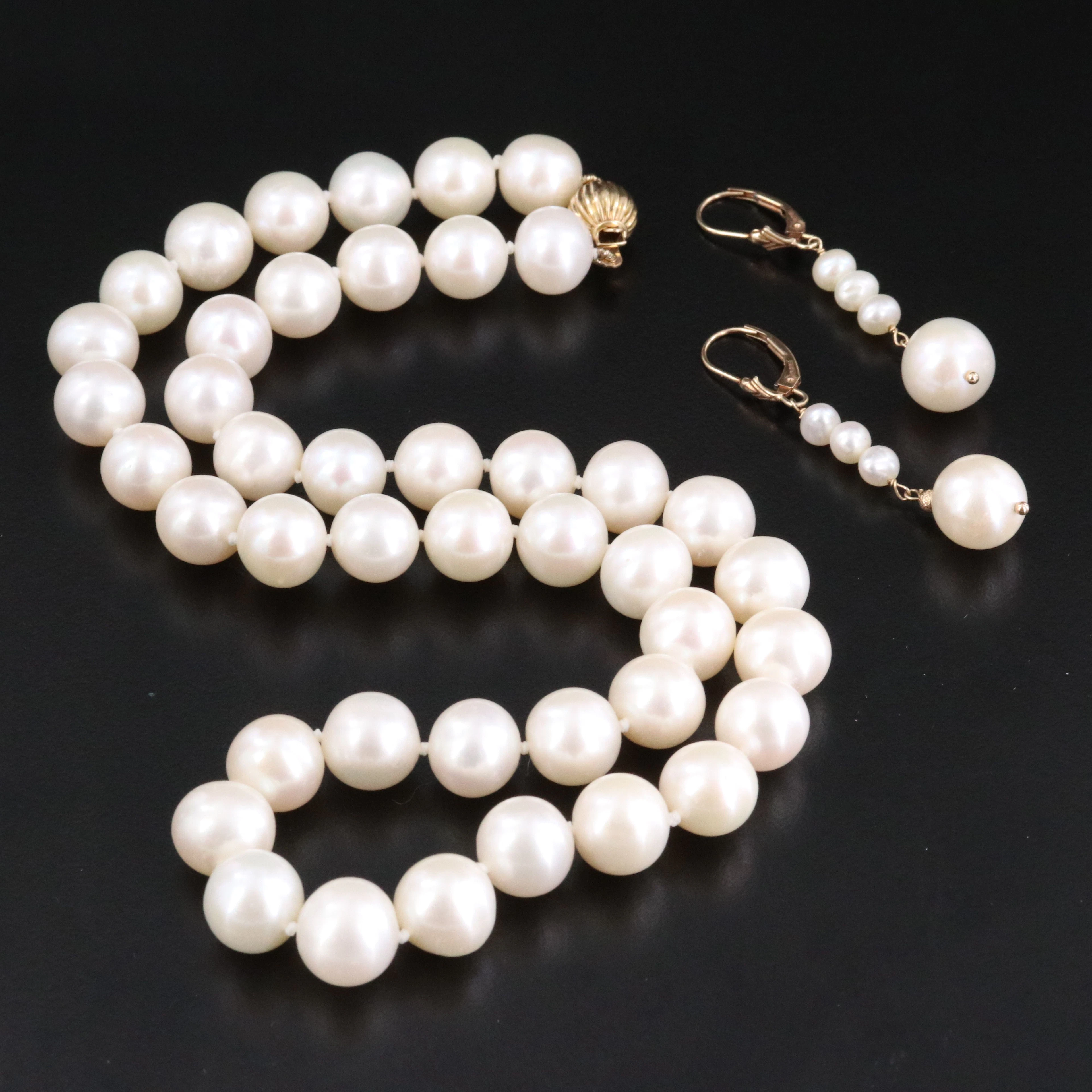 Pearl Necklace and EFFY Pearl Earrings with 14K